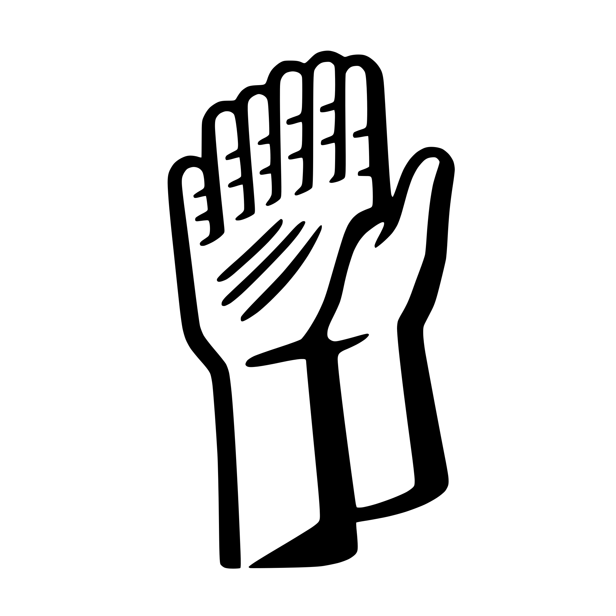 AI-generated SVG of 'hands, two friends, highfive'