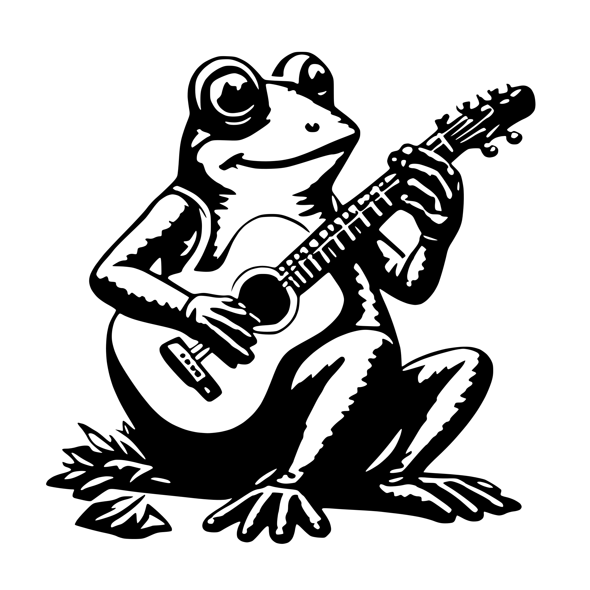 AI-generated SVG of 'frog playing guitar'
