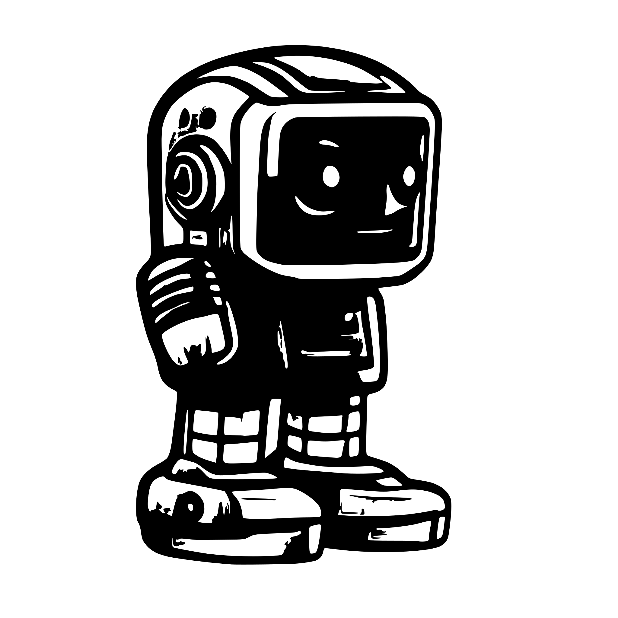 AI-generated SVG of a blue and red minimalist hockey robot icon to use for a 404 page not found page on hockey website