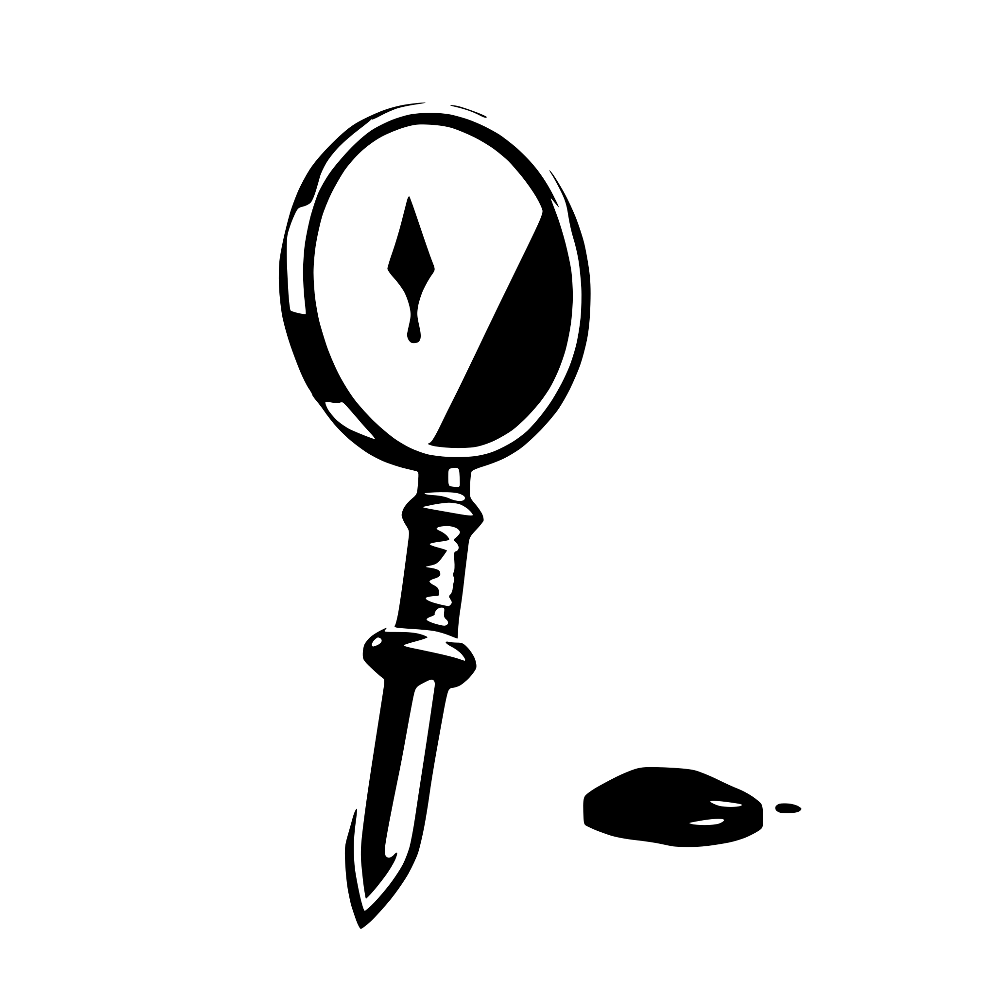 AI-generated SVG of a a magnifying glass with a dagger handle dripping blood