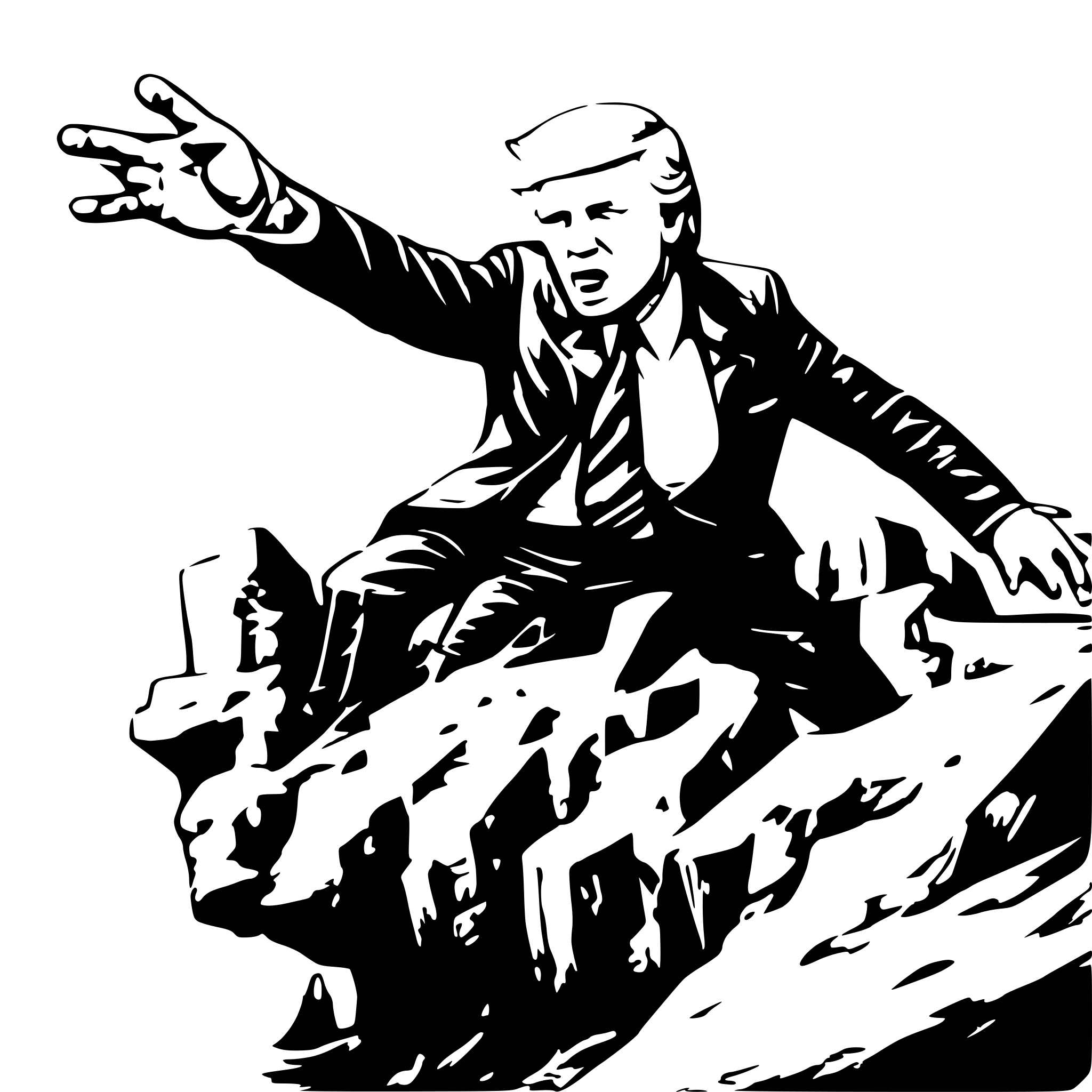 AI-generated SVG of a Donald trump falling off cliff