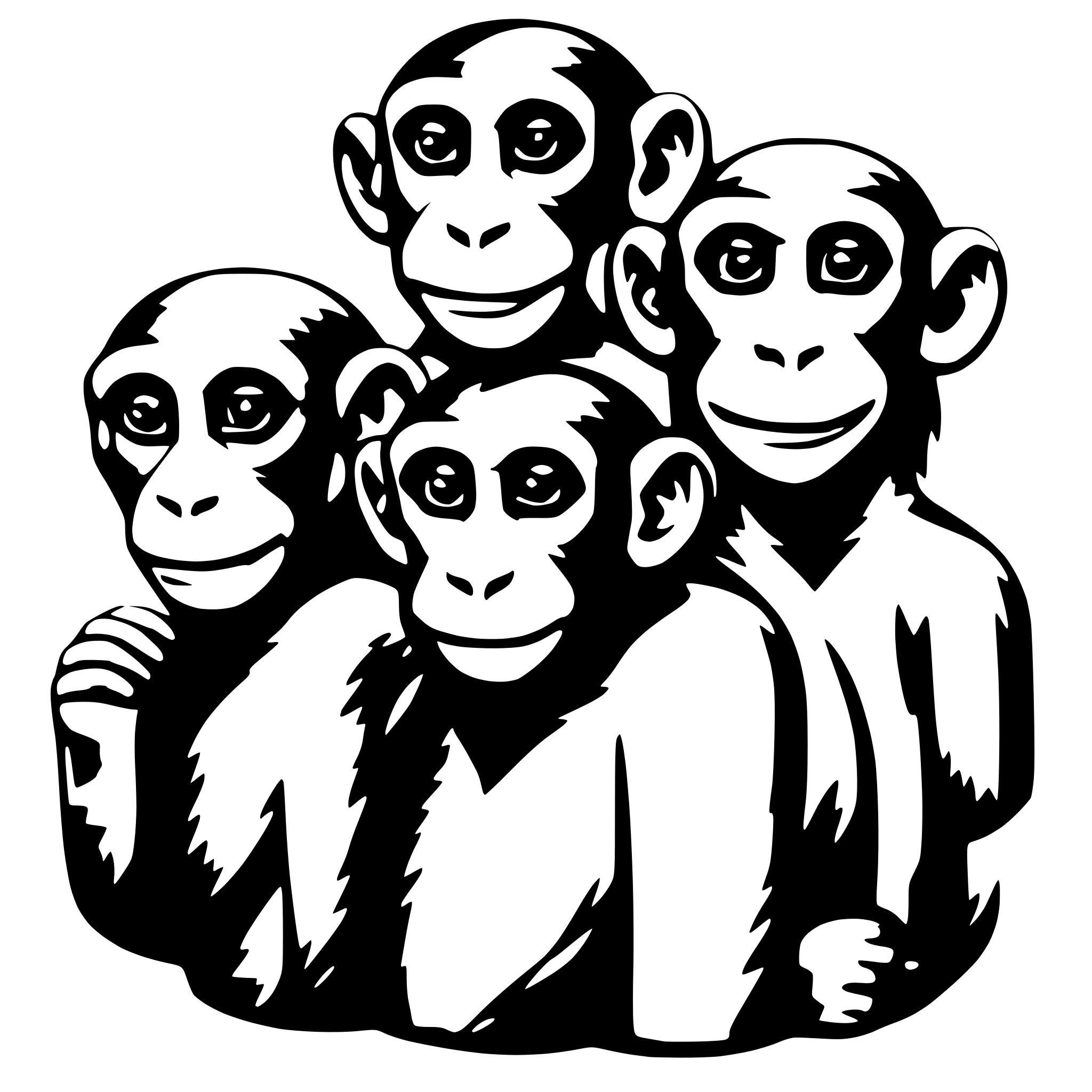 AI-generated SVG of a Three headed monkey