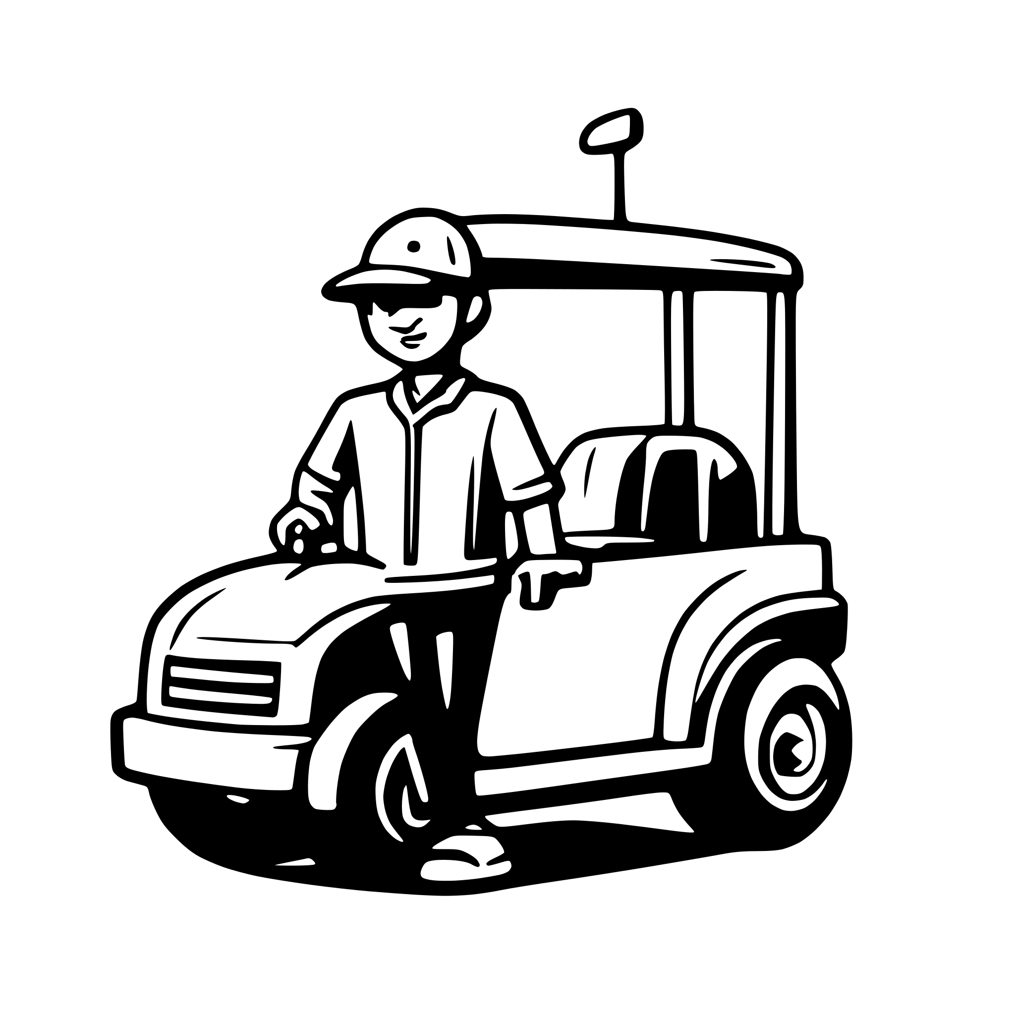 AI-generated SVG of 'fat belly standing beside a golf cart'