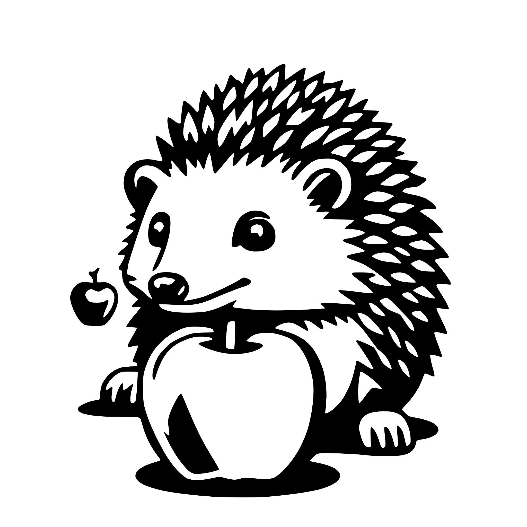 AI-generated SVG of a hedgehog with apple