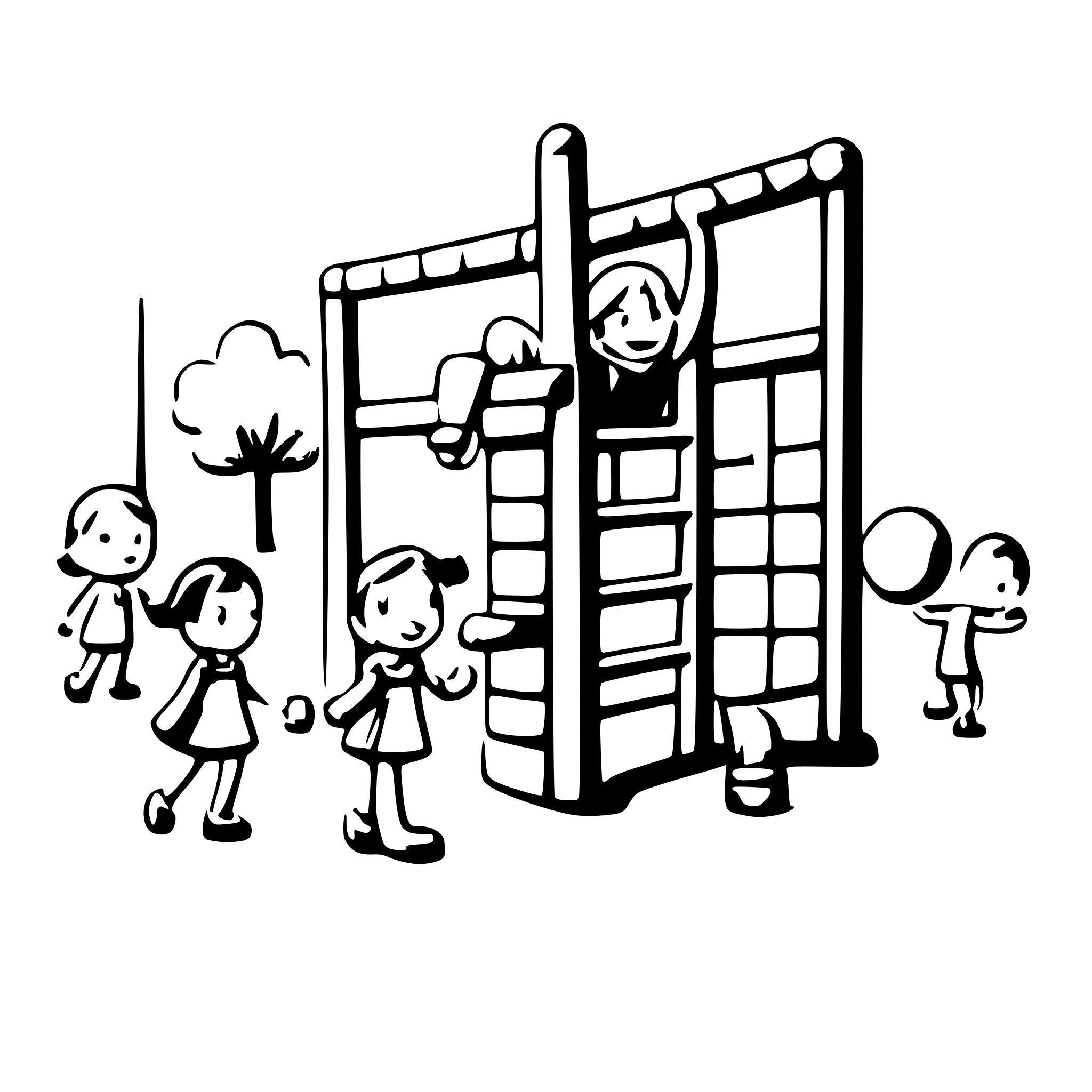 AI-generated SVG of a many Children playing on a playground