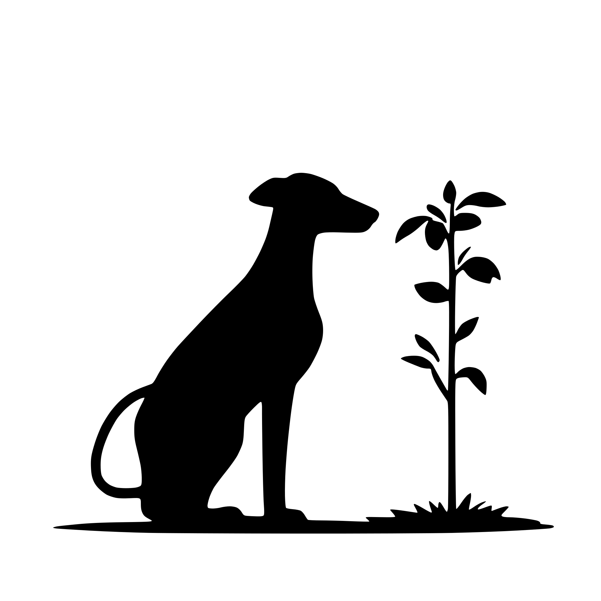 AI-generated SVG of a A greyhound that is peeing on a flower