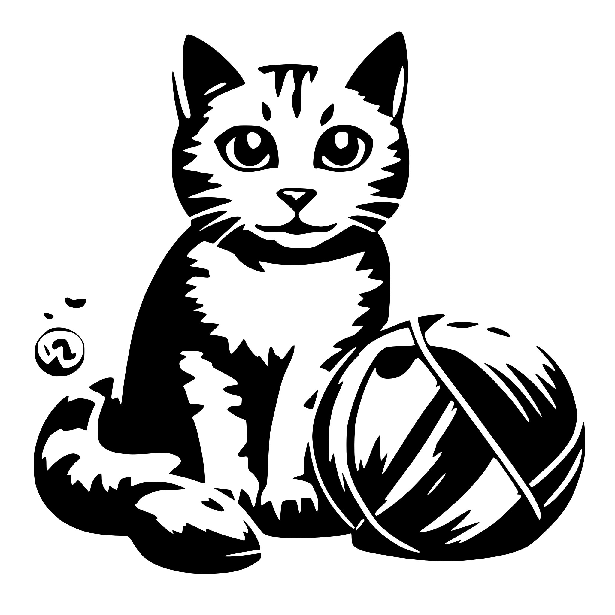 AI-generated SVG of a cat with yarn ball in front