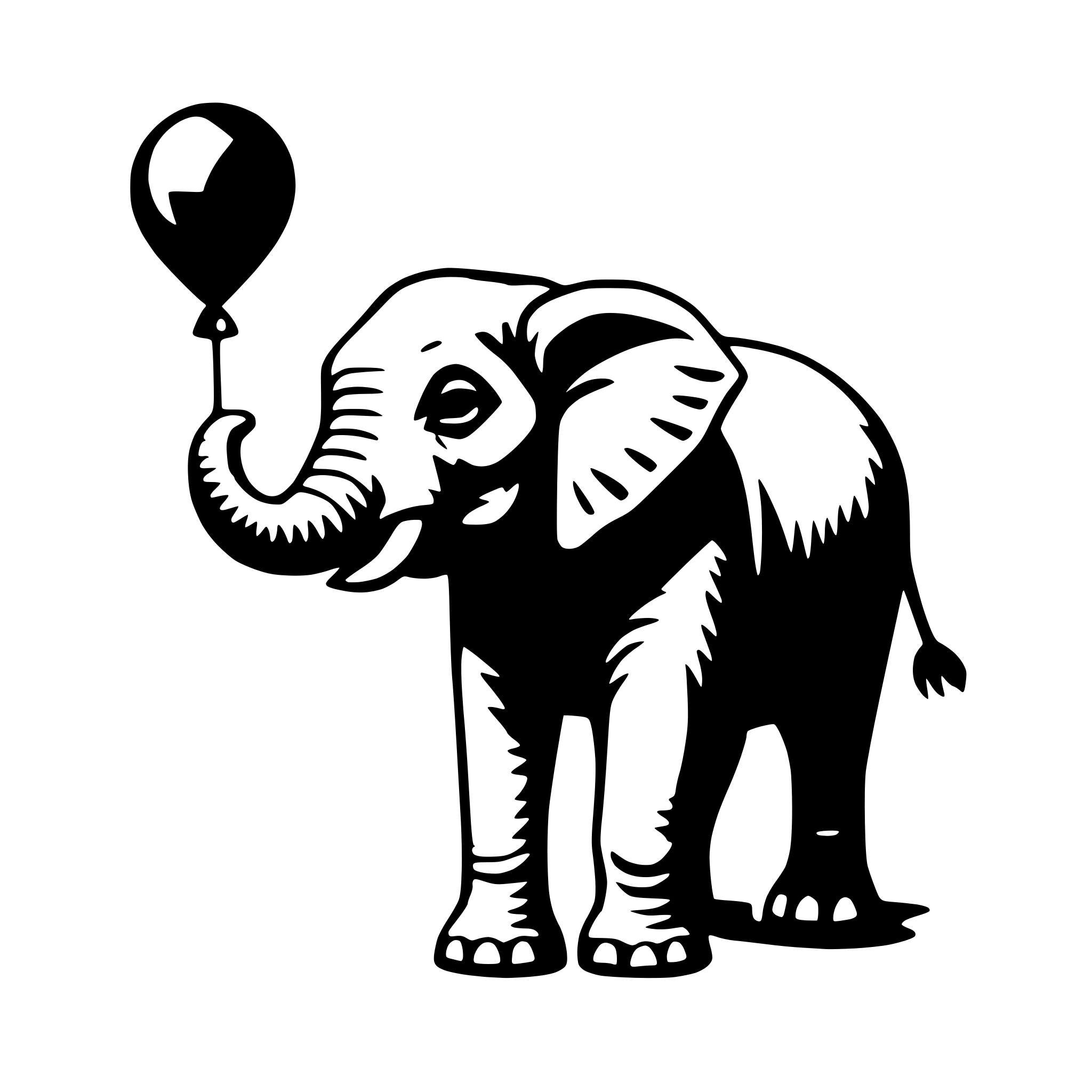 AI-generated SVG of a elephant with balloon