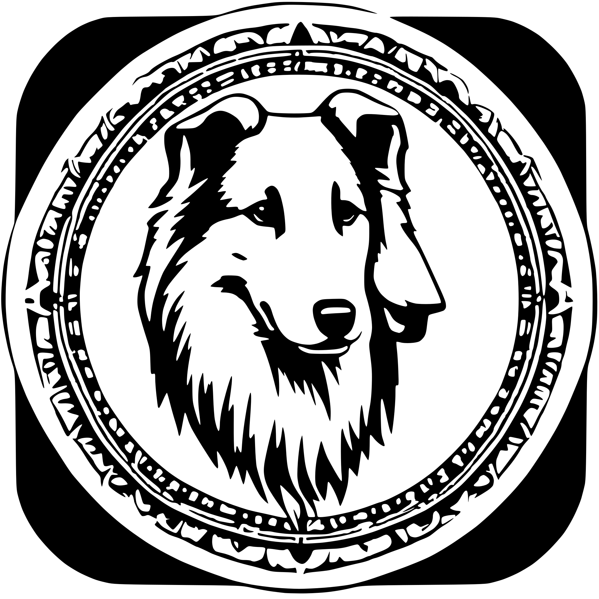 AI-generated SVG of 'rough collie mandala intricate'