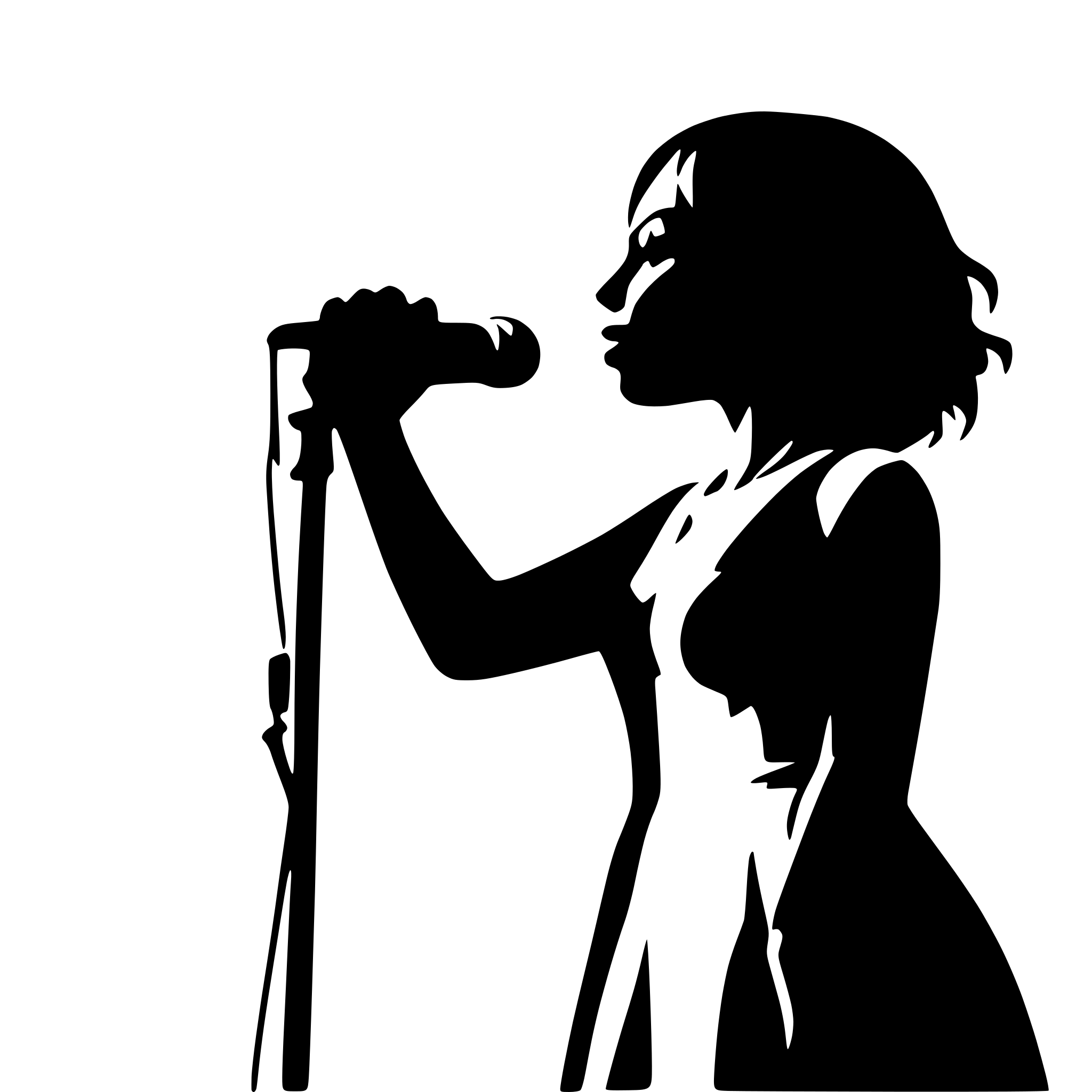 AI-generated SVG of a singing woman silhouette turned to the right side with microphone