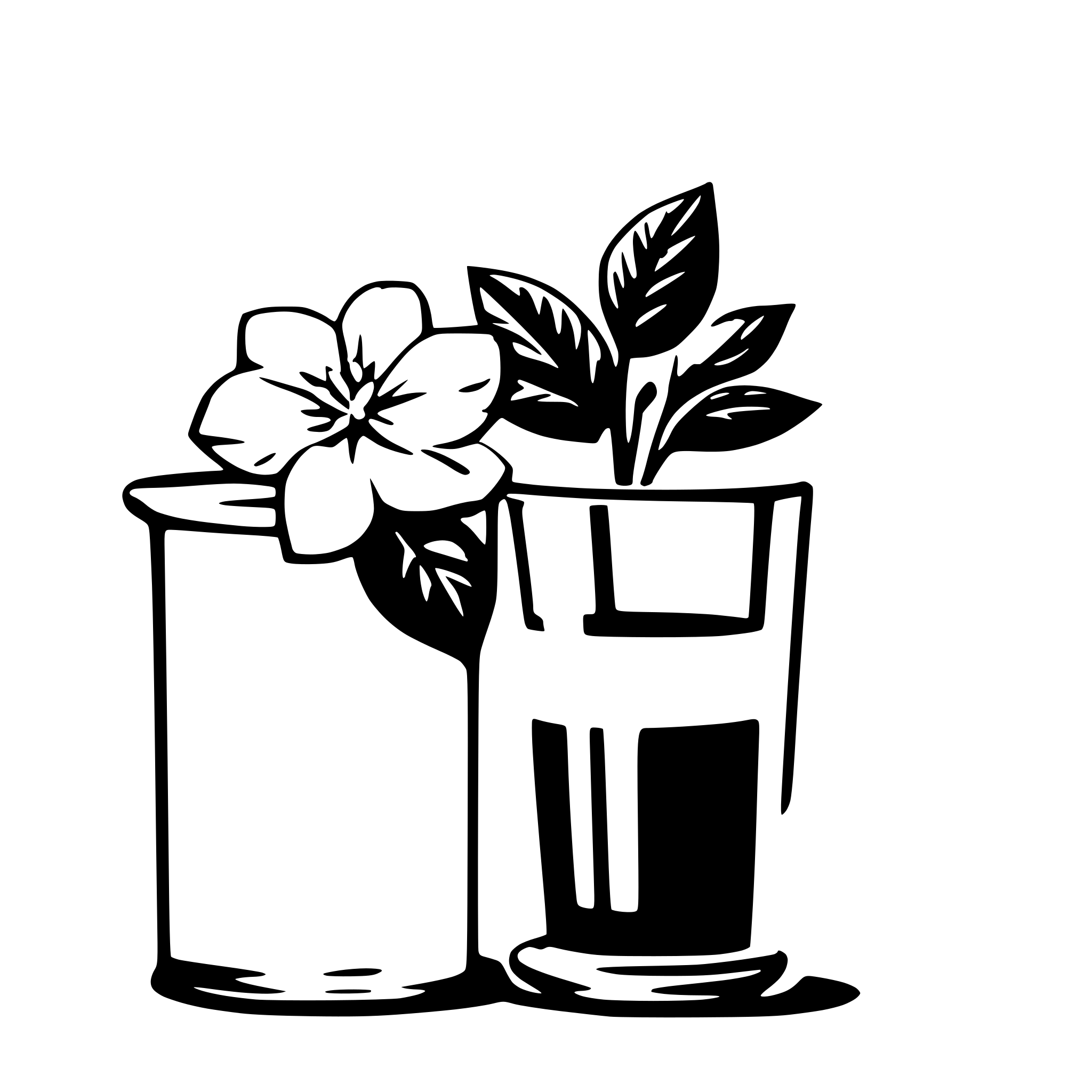 AI-generated SVG of 'a glass of coffee with a jasmine flower from behind the glass, not inside, minimalist and flat design'