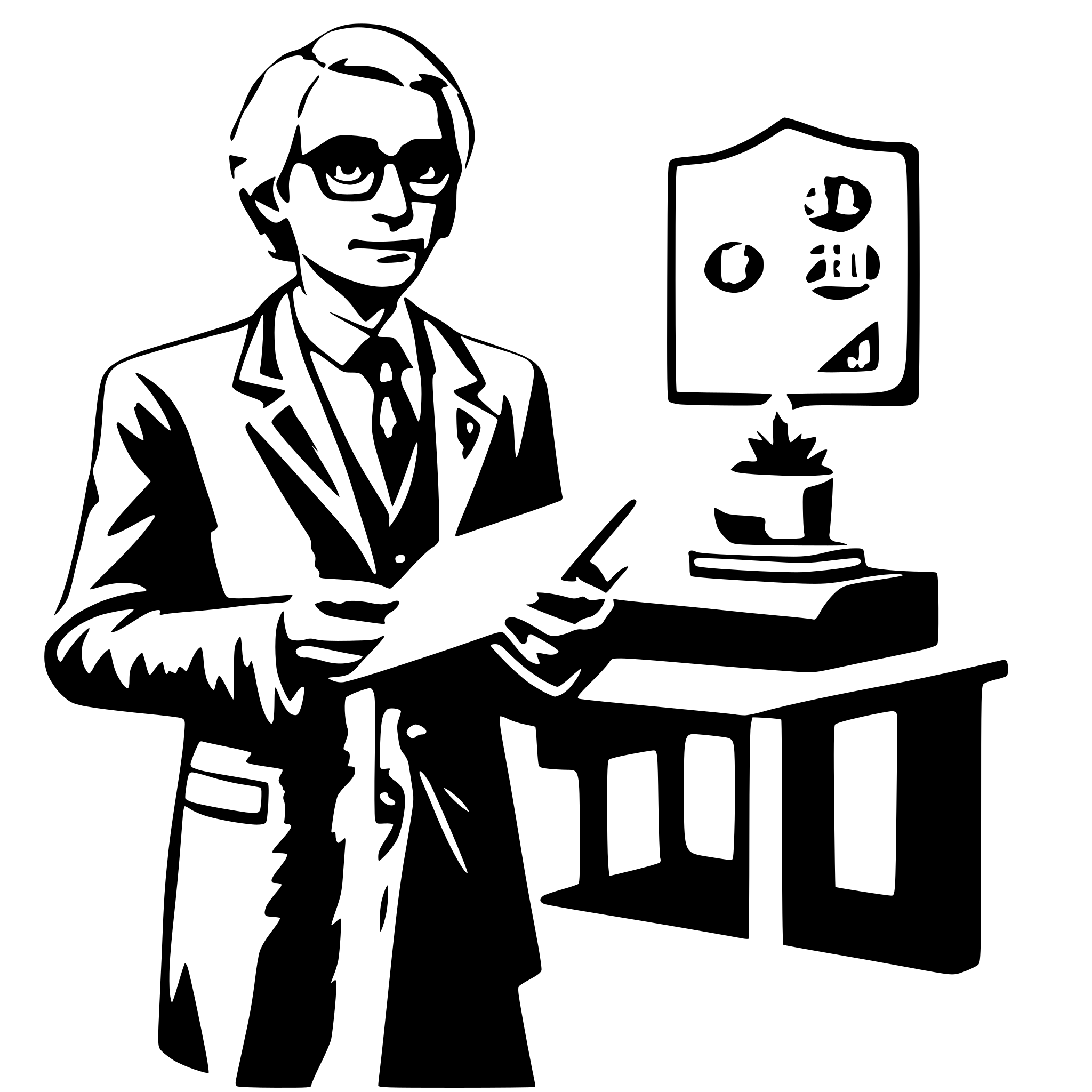 AI-generated SVG of a A professor with 1-2 colors