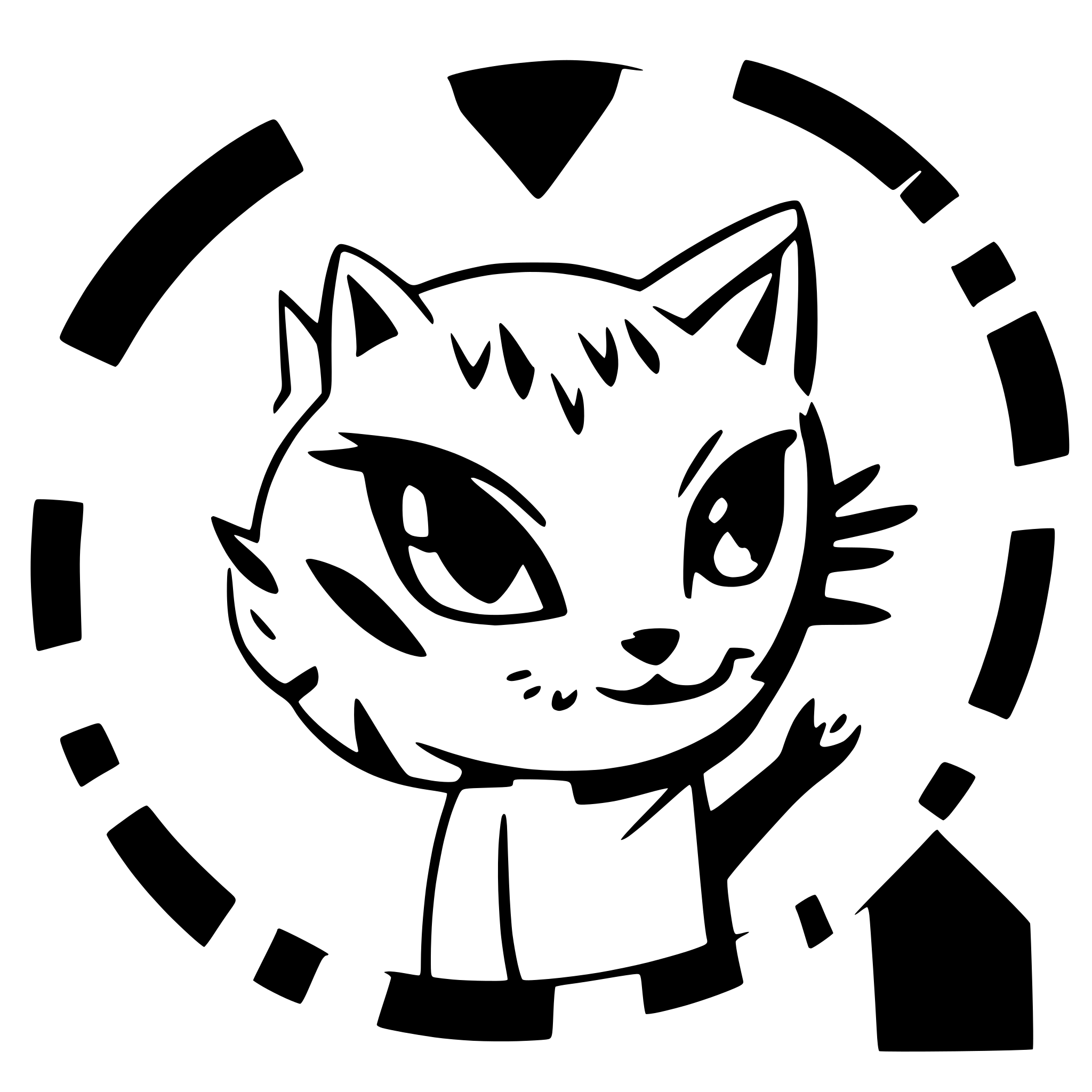 AI-generated SVG of a cat turned with its back and its head turned forward and the whole thing framed in cirle