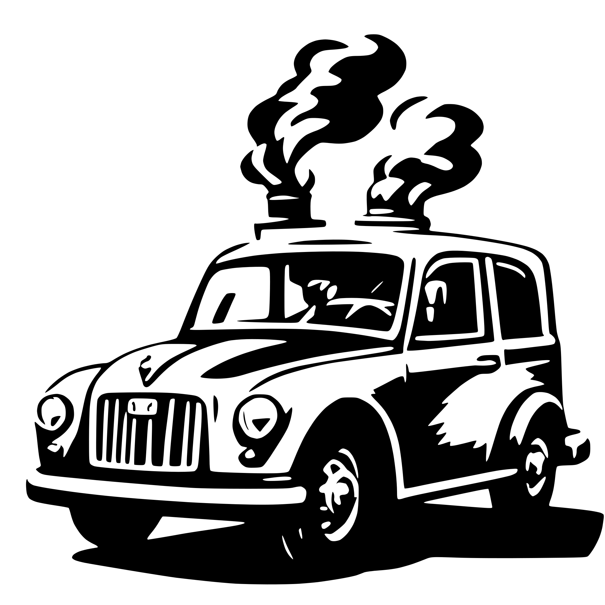 AI-generated SVG of a cab with smoke gas