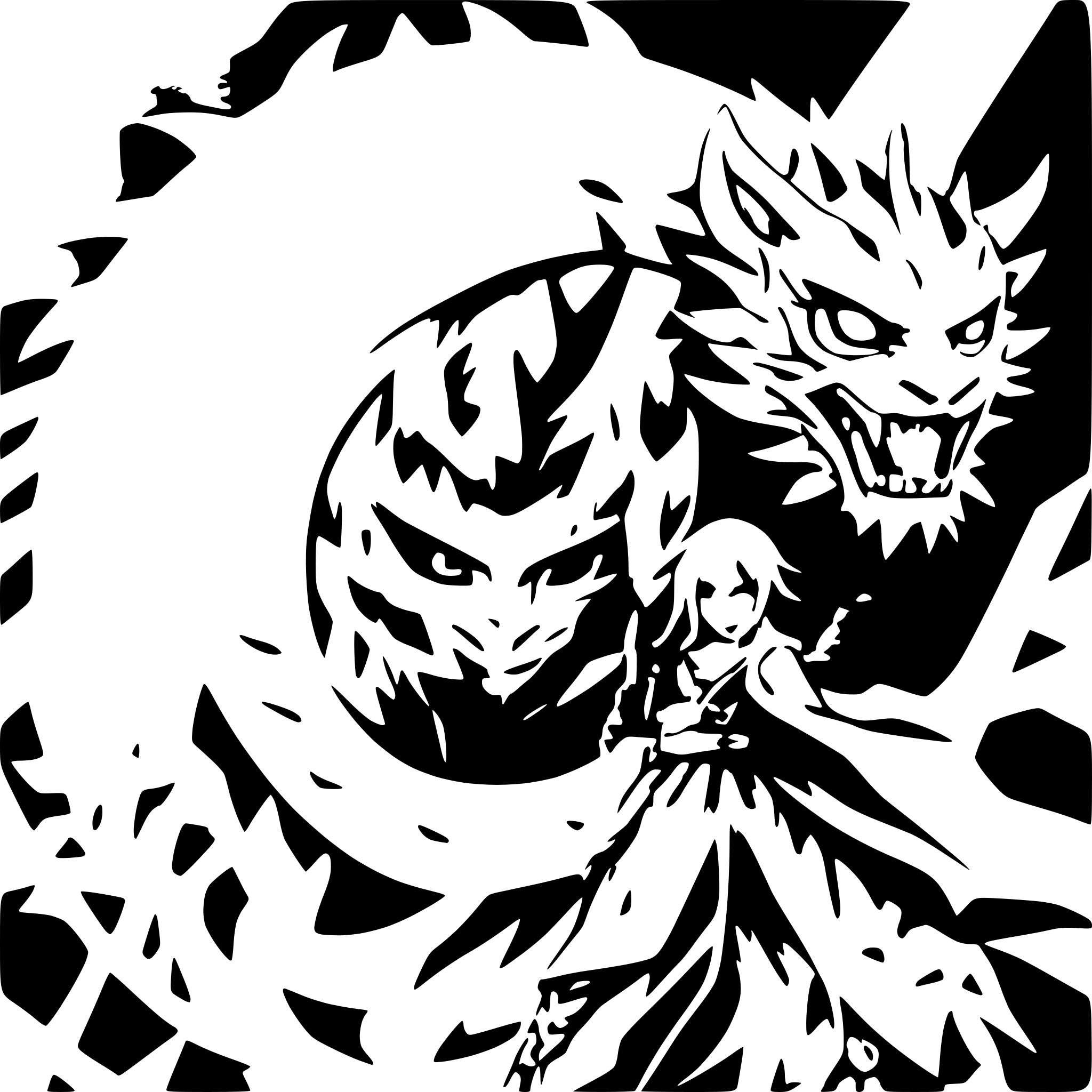 AI-generated SVG of a grimreaper over the fighting dragon with the tiger