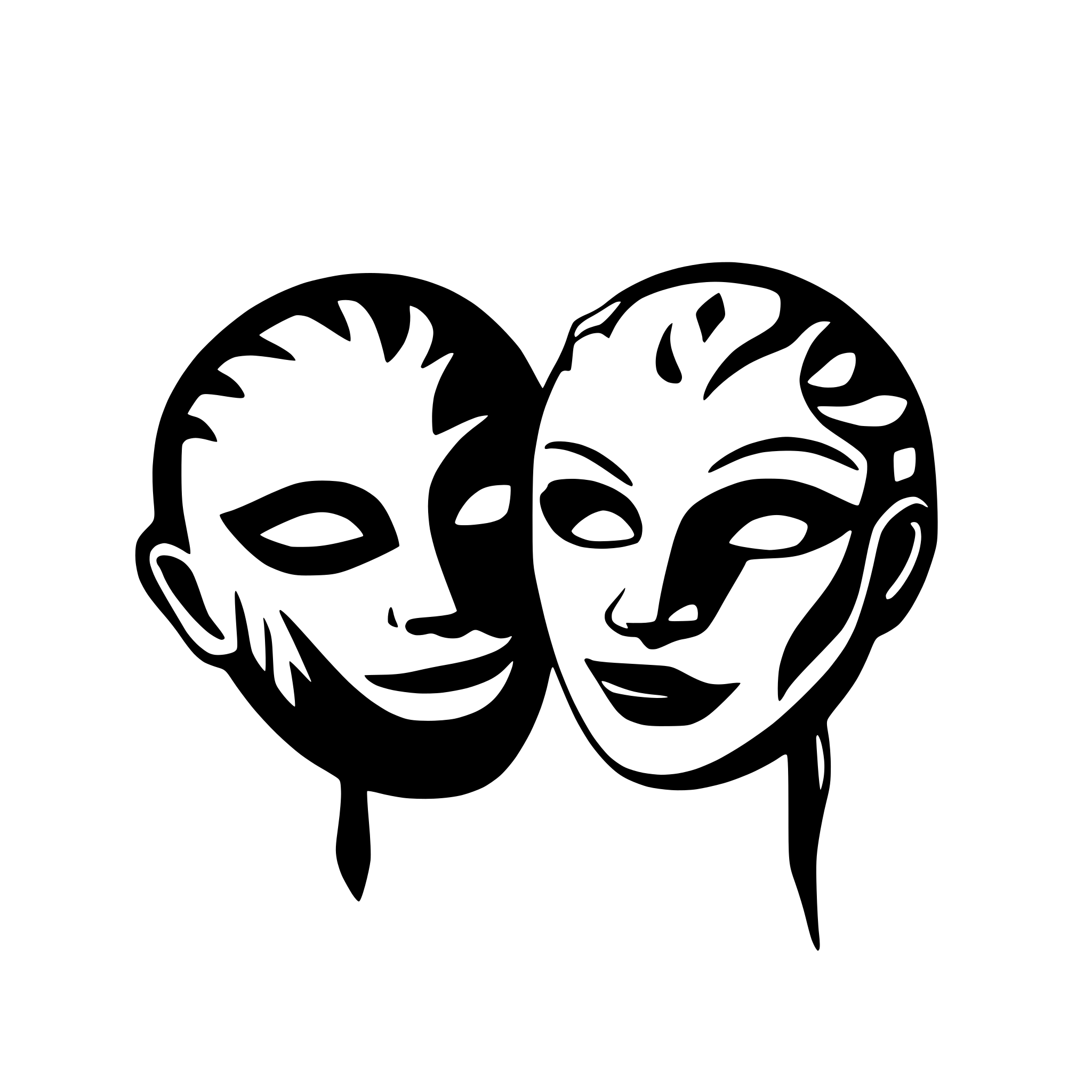 AI-generated SVG of a comedy and tragedy masks