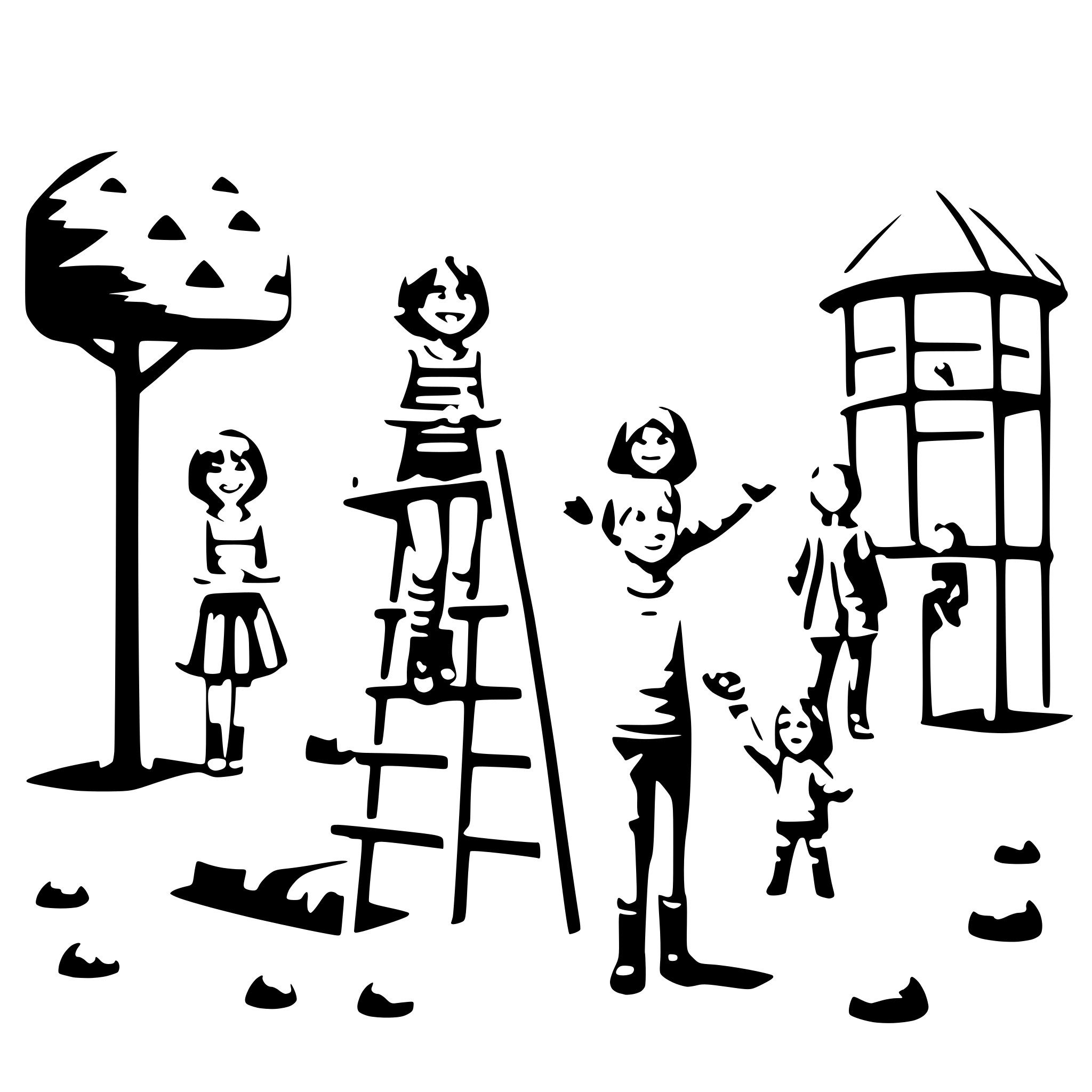 AI-generated SVG of a many children with smiling face paying on the playground
