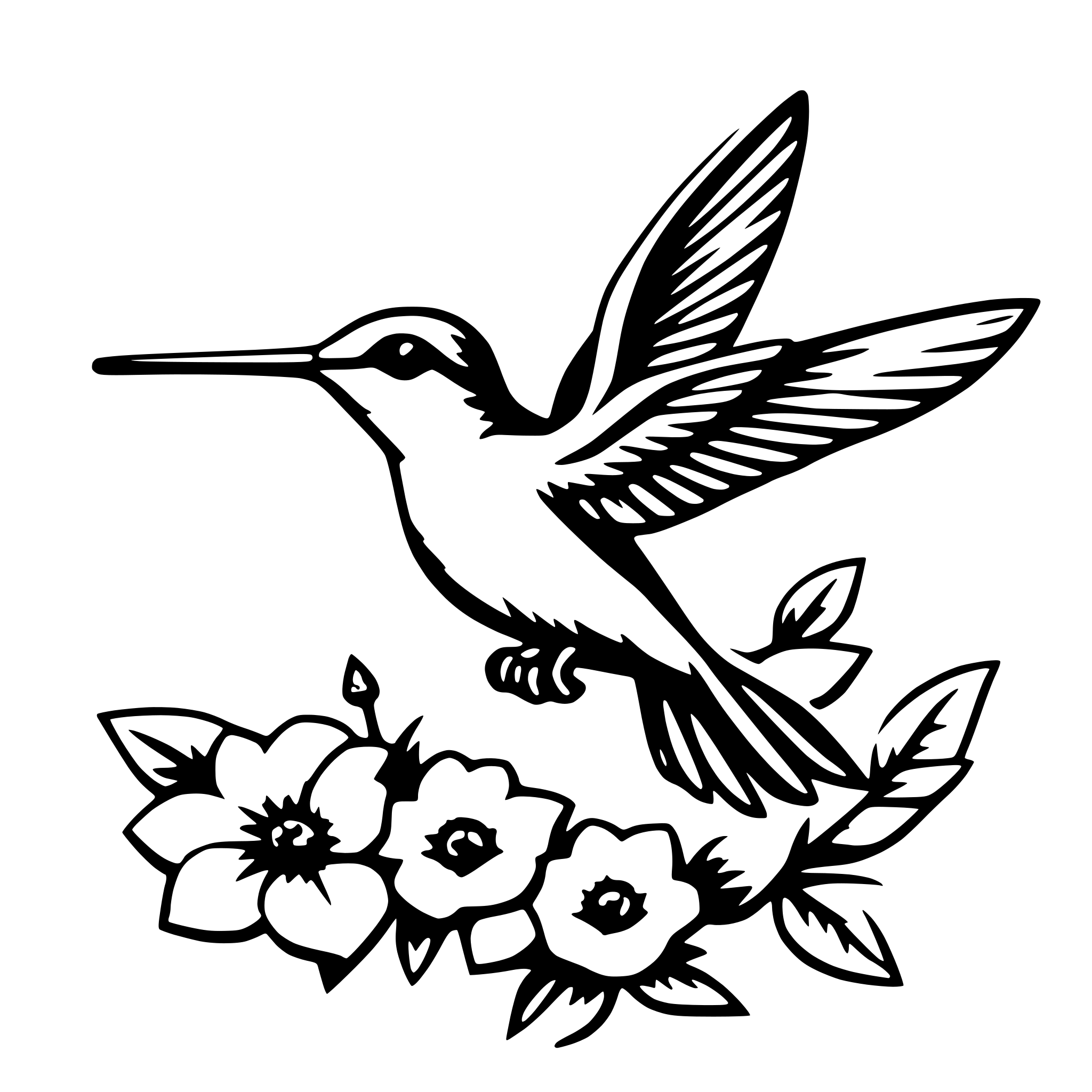 AI-generated SVG of a hummingbird with flower