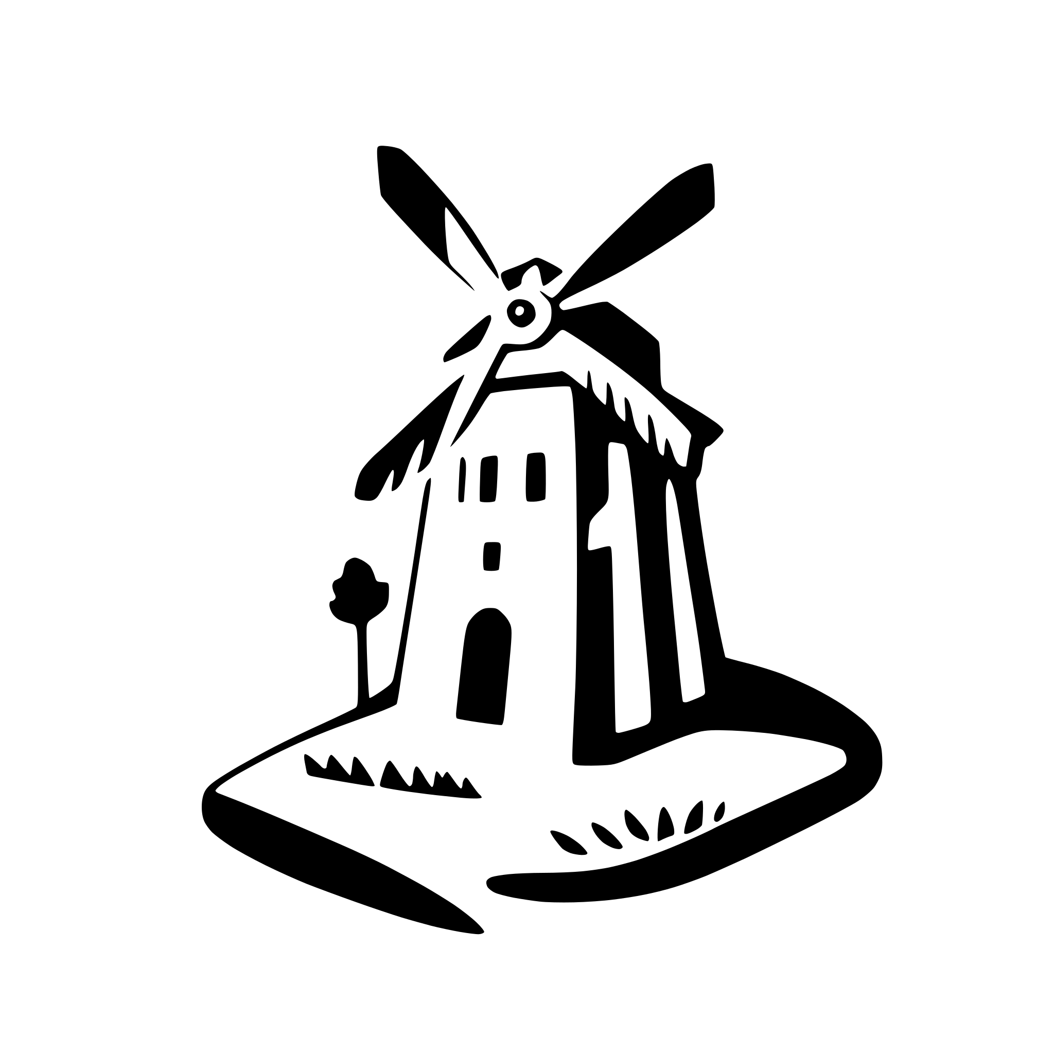AI-generated SVG of a windmill in a countryside