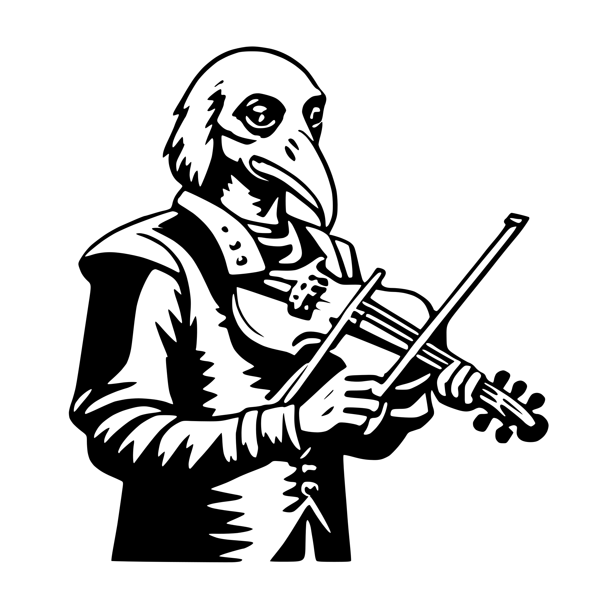 AI-generated SVG of a vulture with violin