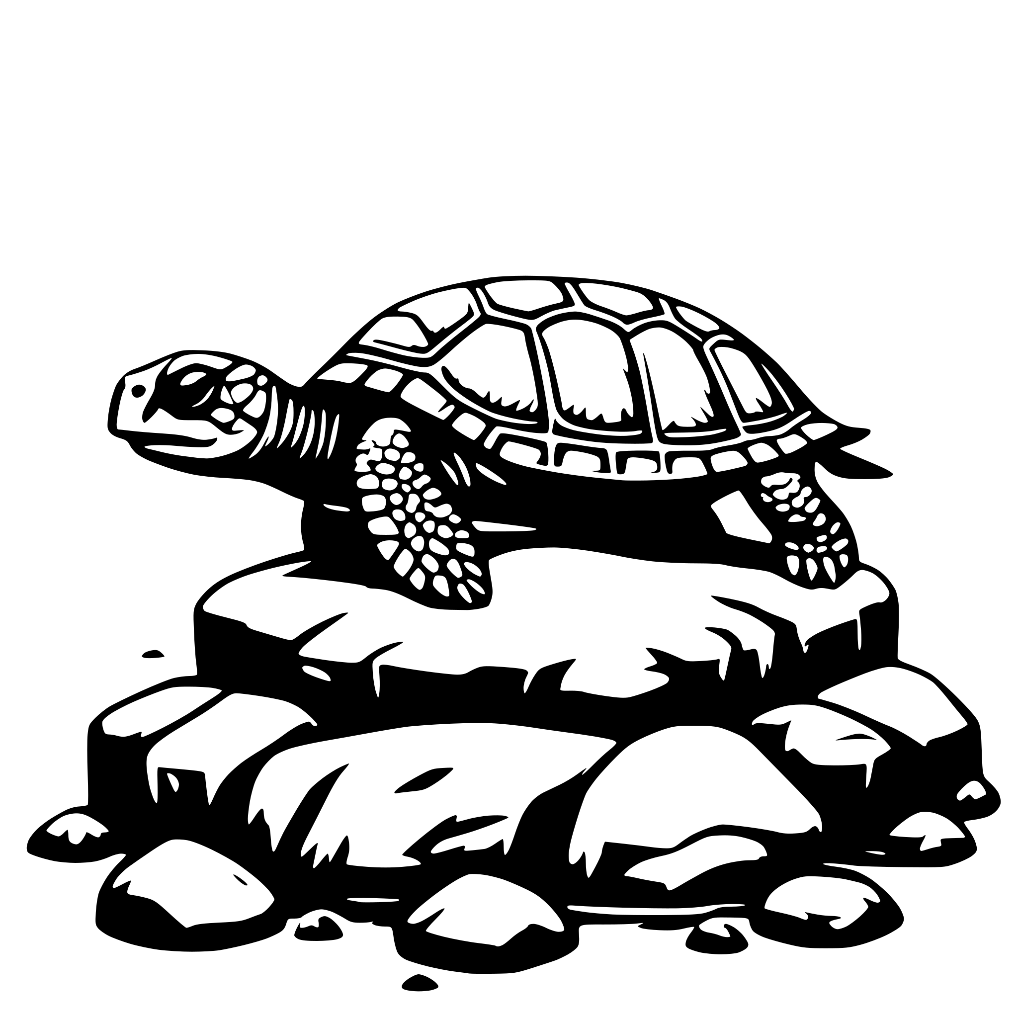 AI-generated SVG of 'Sea Turtle on rock'