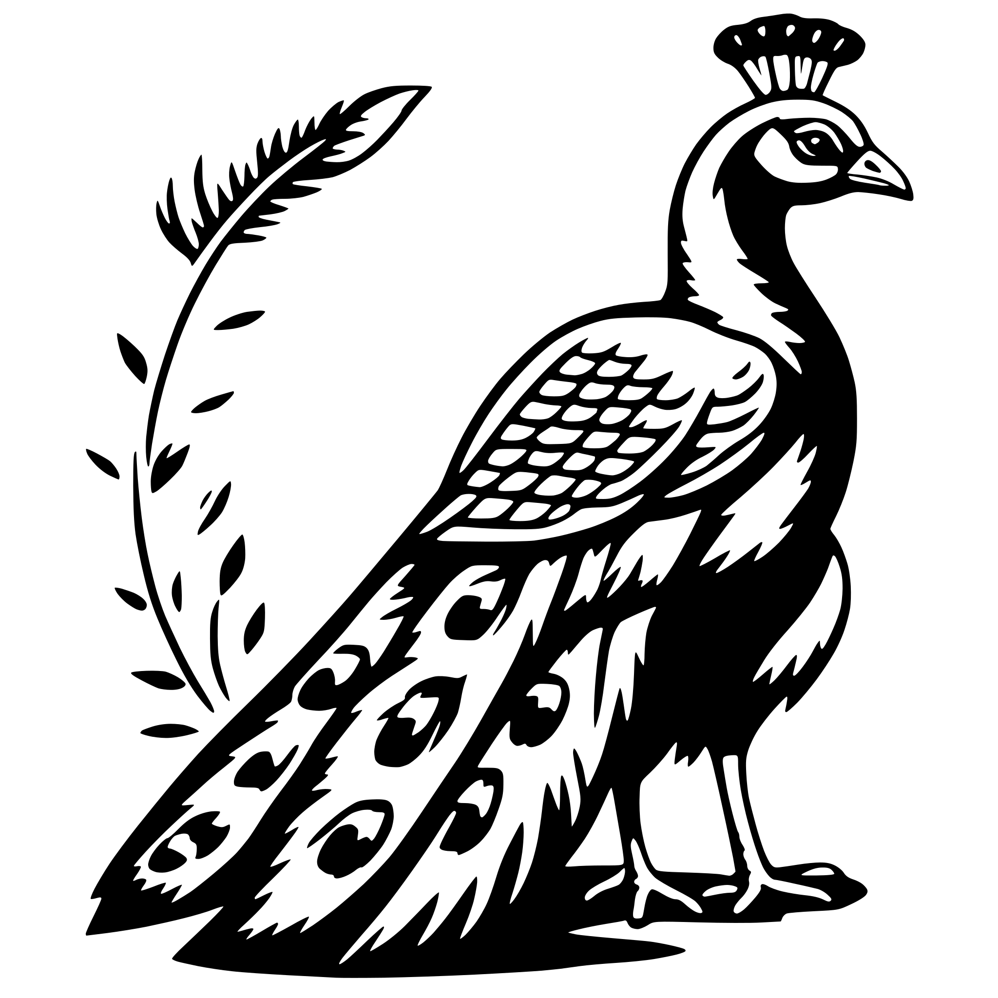 AI-generated SVG of a peacock with feathers
