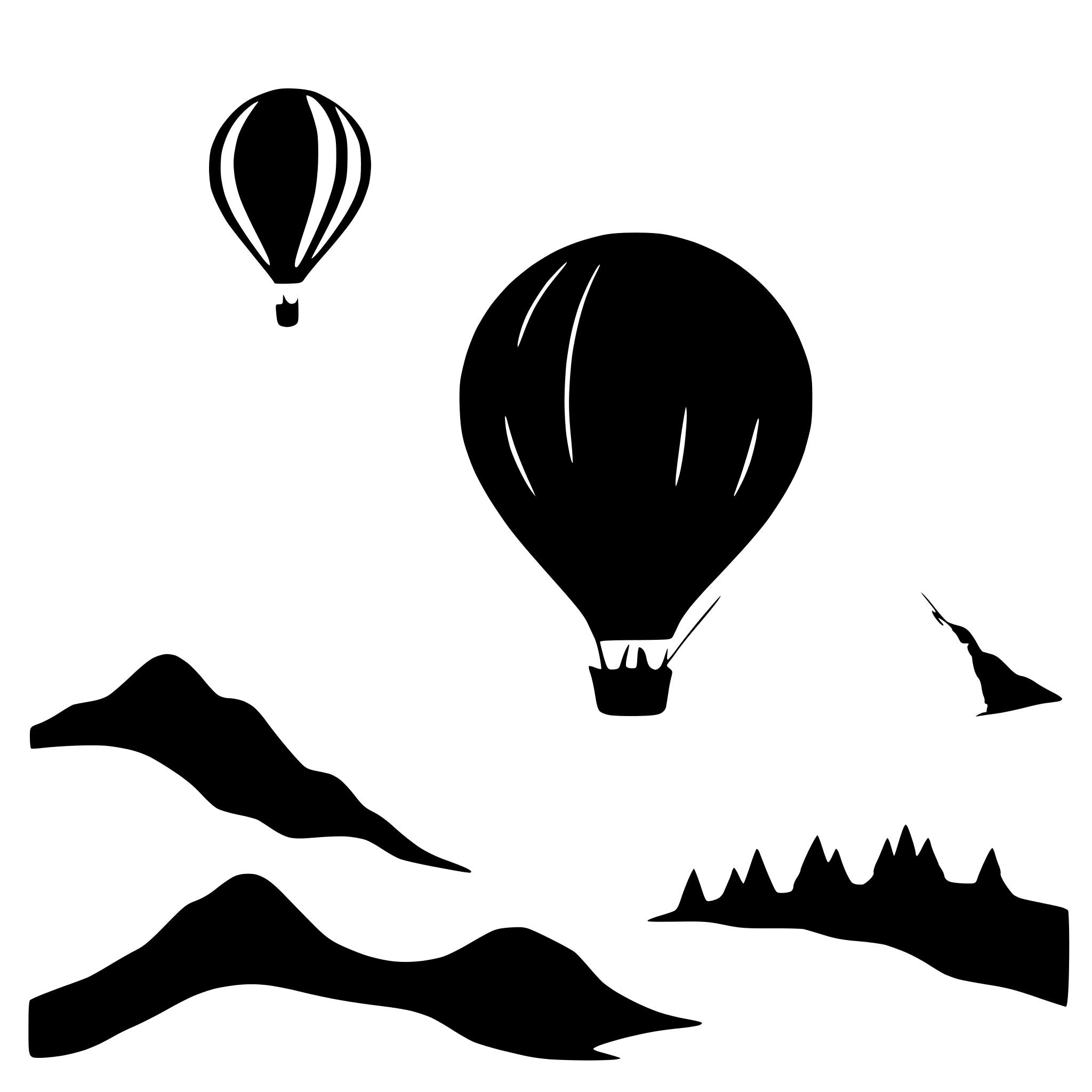 AI-generated SVG of 'hot air balloons over mountains'