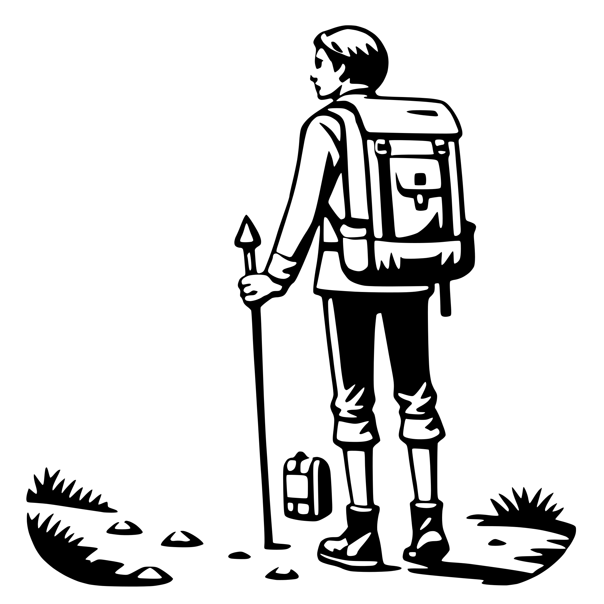 AI-generated SVG of a hiking with backpack
