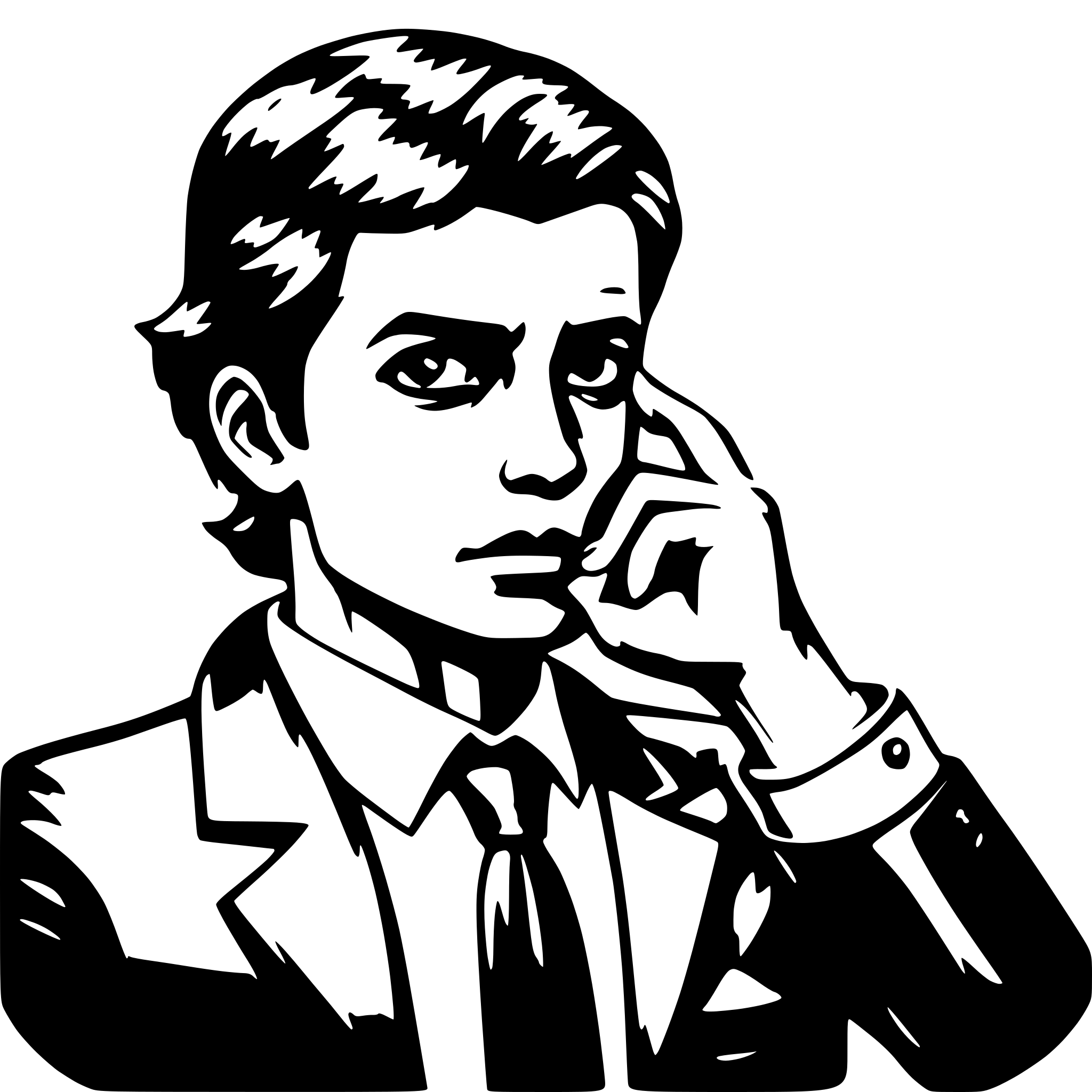 AI-generated SVG of a a frustrated business man