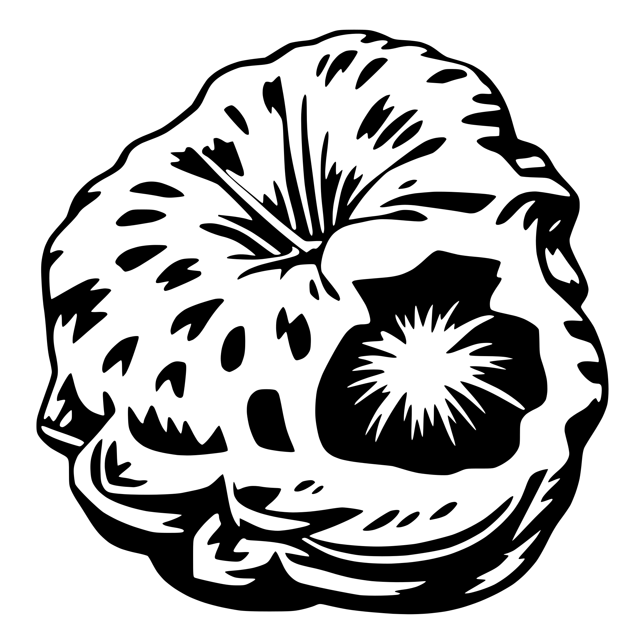 AI-generated SVG of a various shells inside hibiscus flower