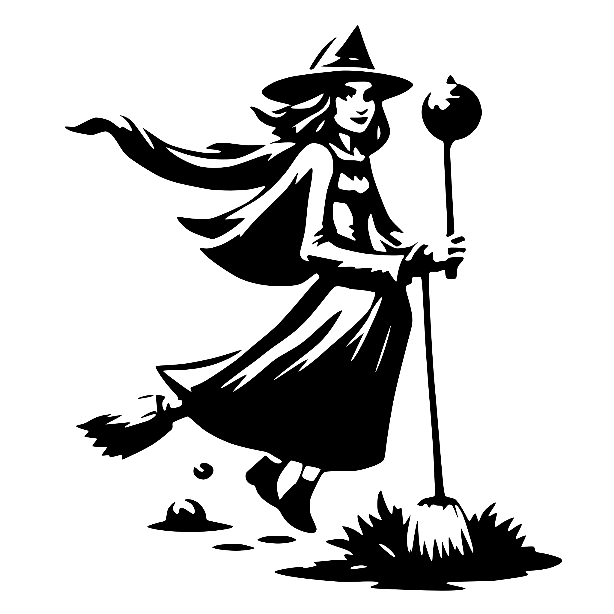 AI-generated SVG of 'witch flying on a broom'