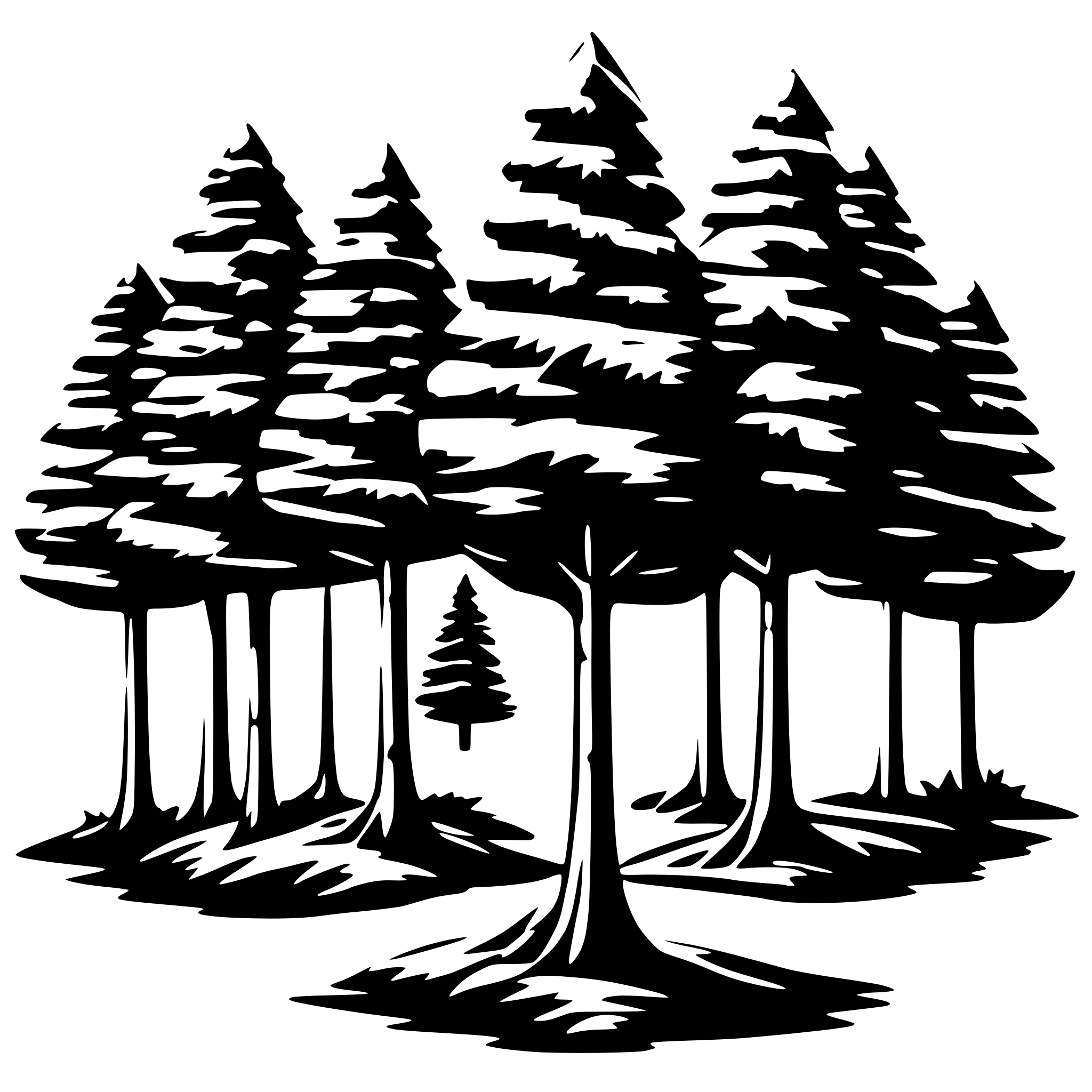 AI-generated SVG of a forest tree, pines, many needles, symmetrical