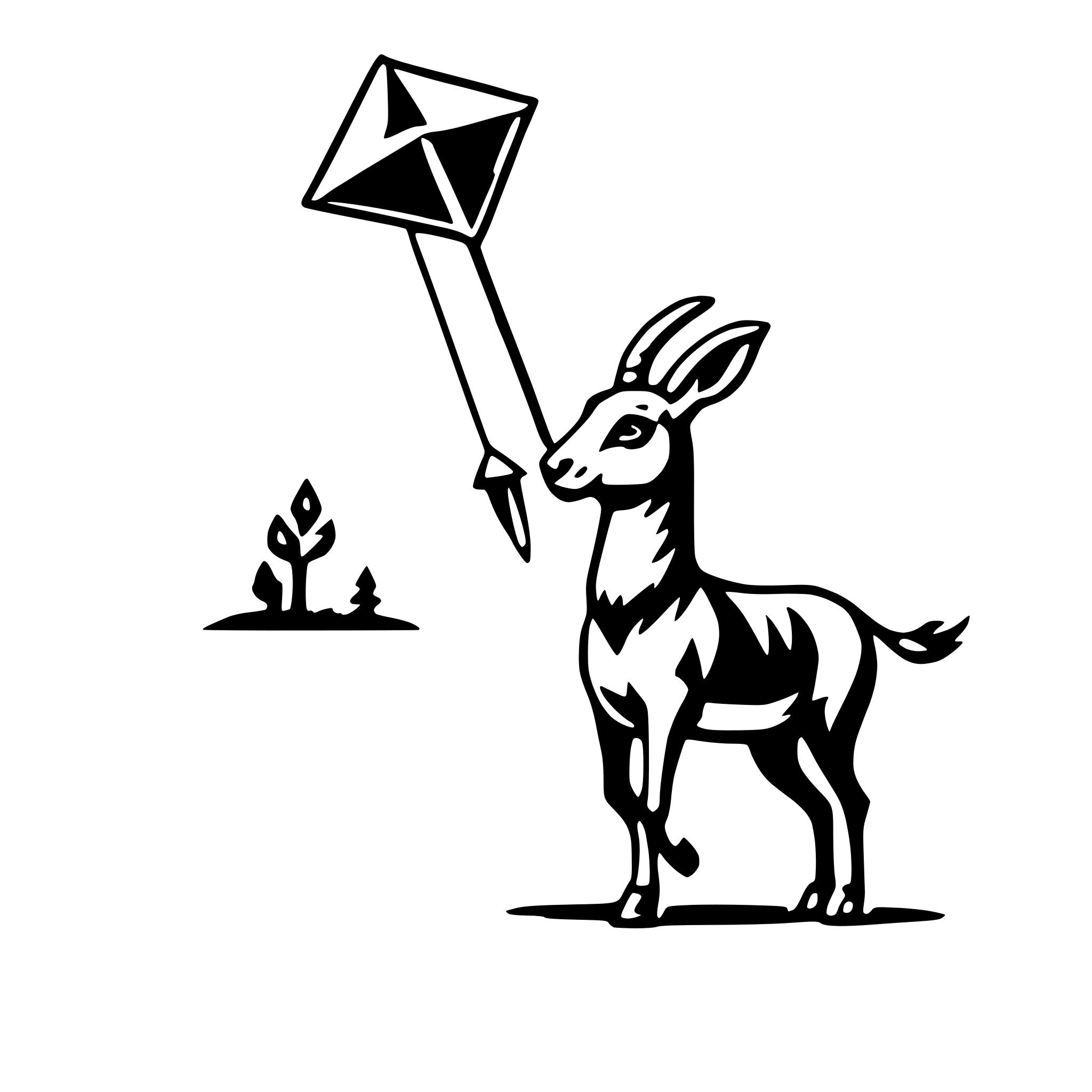 AI-generated SVG of a antelope with kite