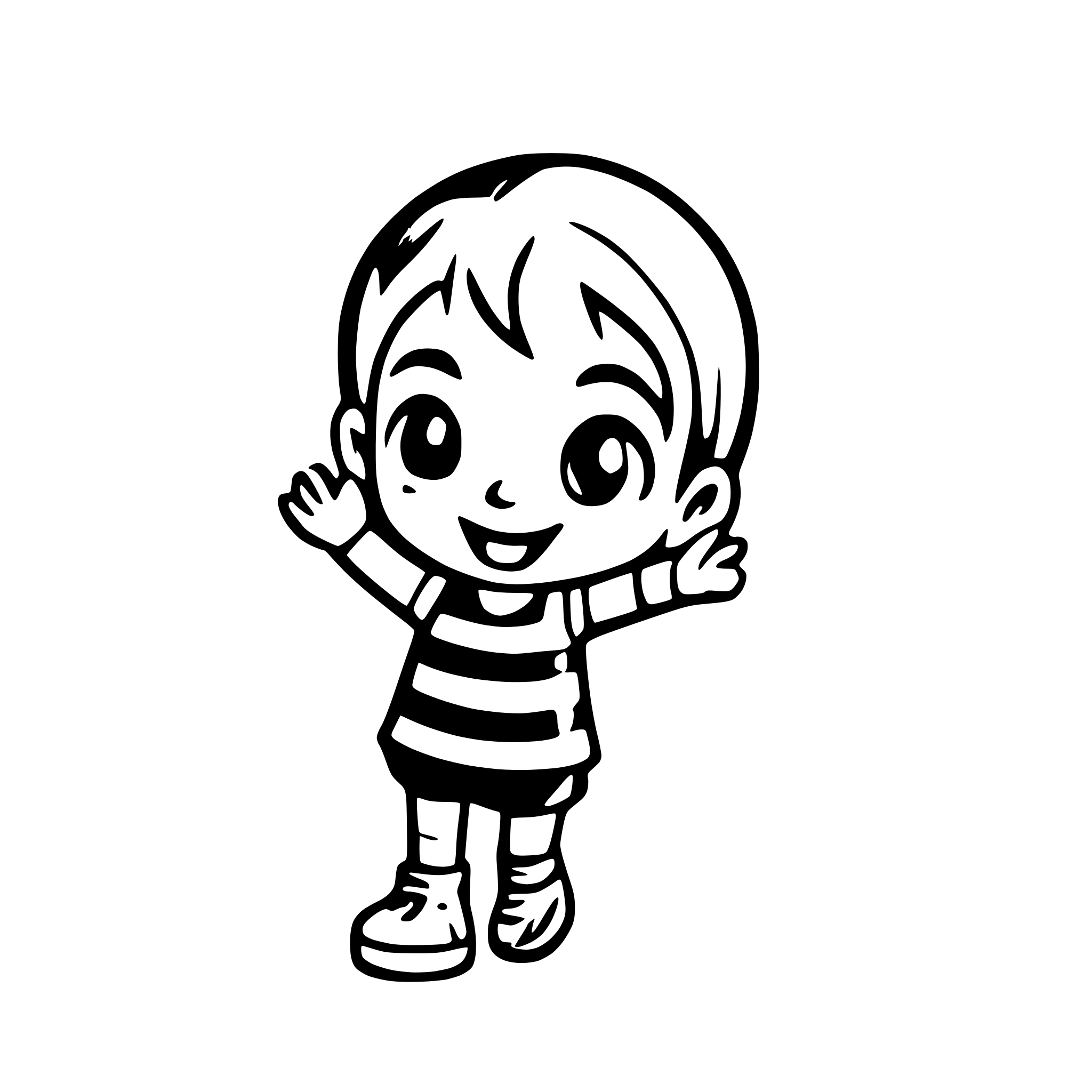 AI-generated SVG of a A kid having fun. No background.