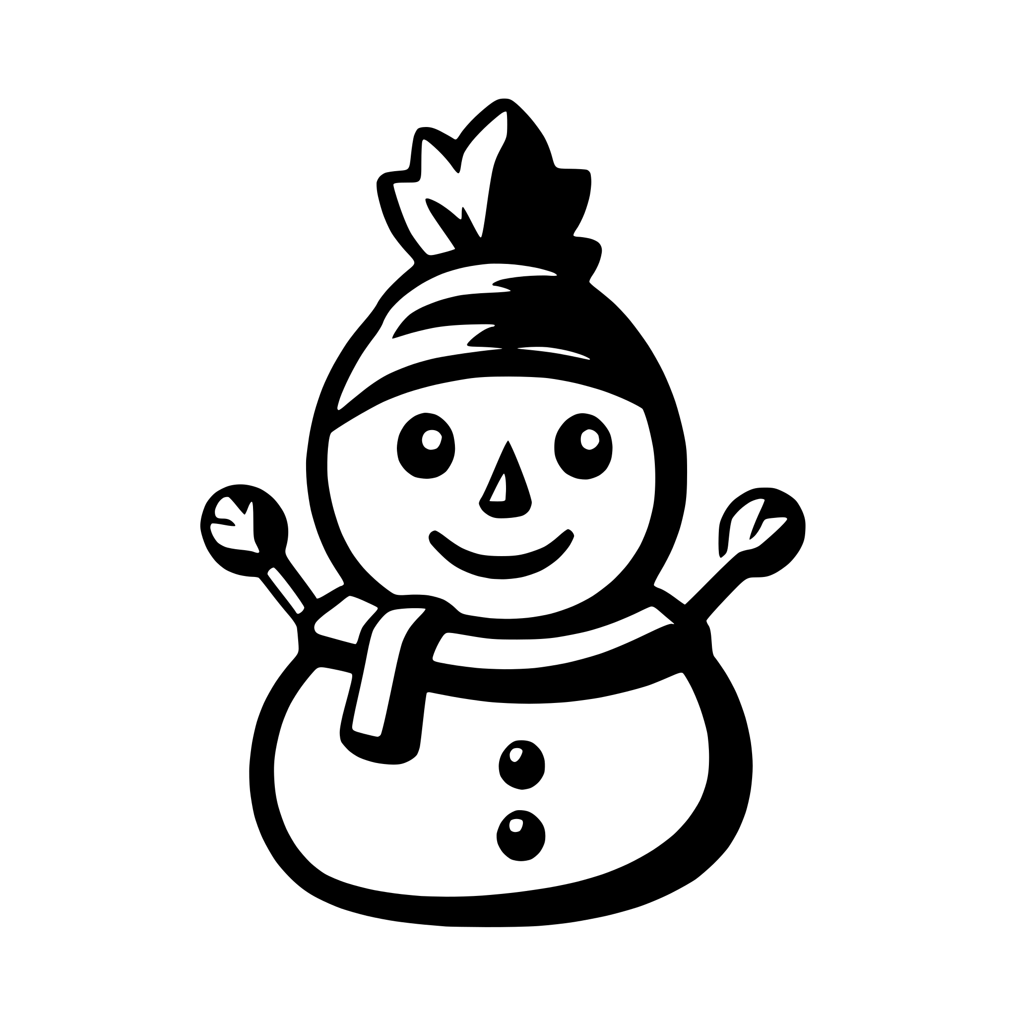 AI-generated SVG of a snowman wearing a crwon, icon style