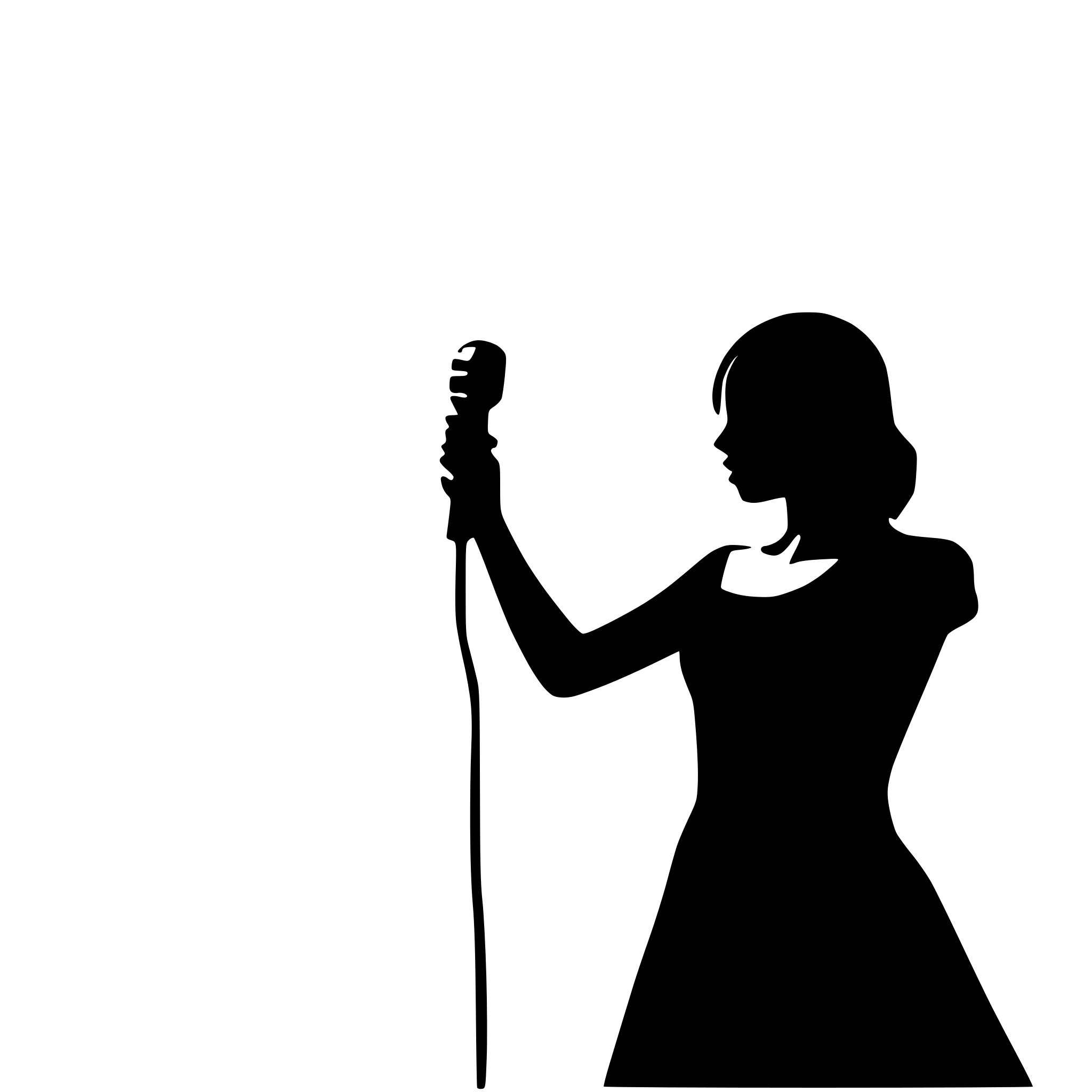 AI-generated SVG of a singing woman silhouette turned to the right side with microphone