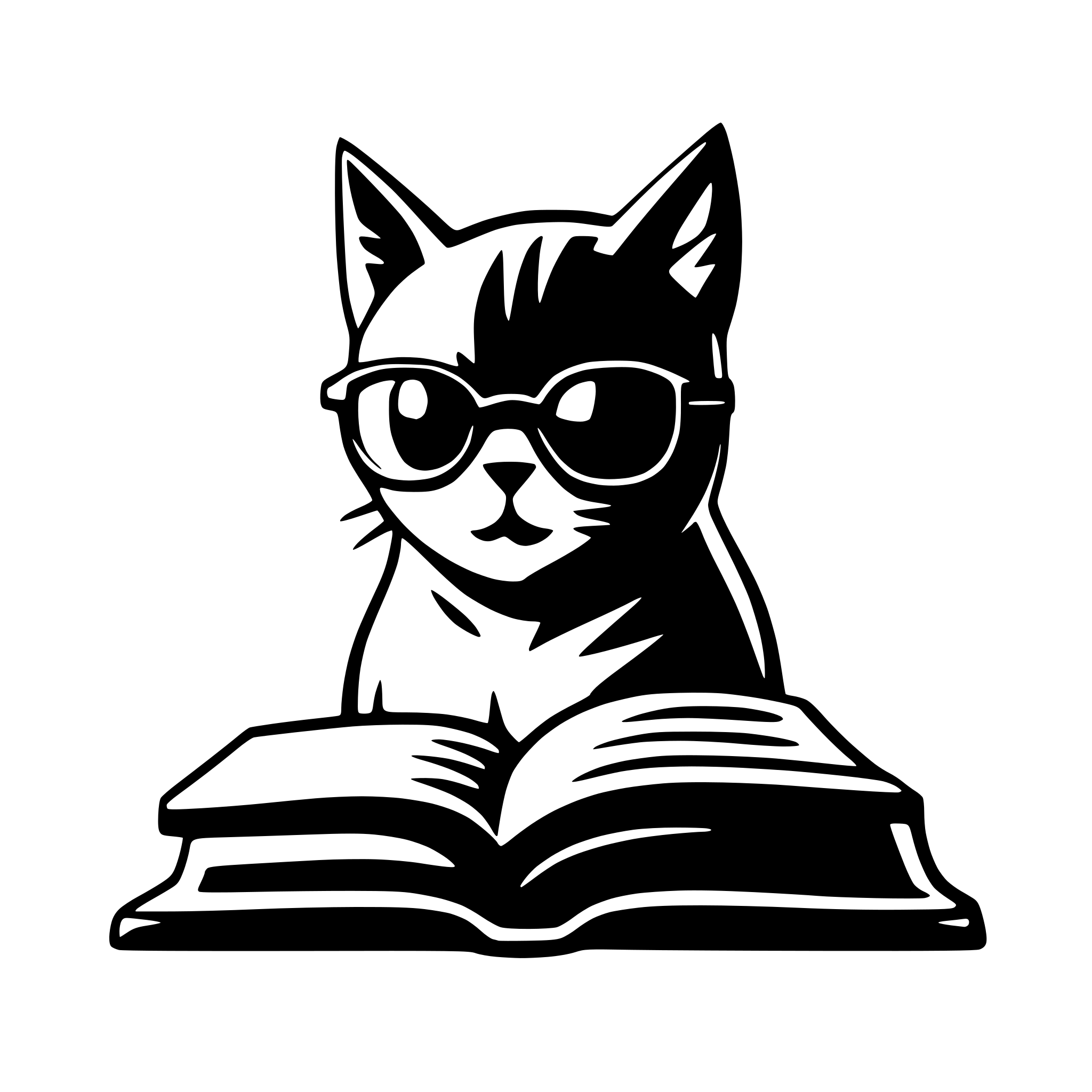 AI-generated SVG of 'Cat with glasse focused intently on a book. It should look and focus on the book, it should look like he actually reads'