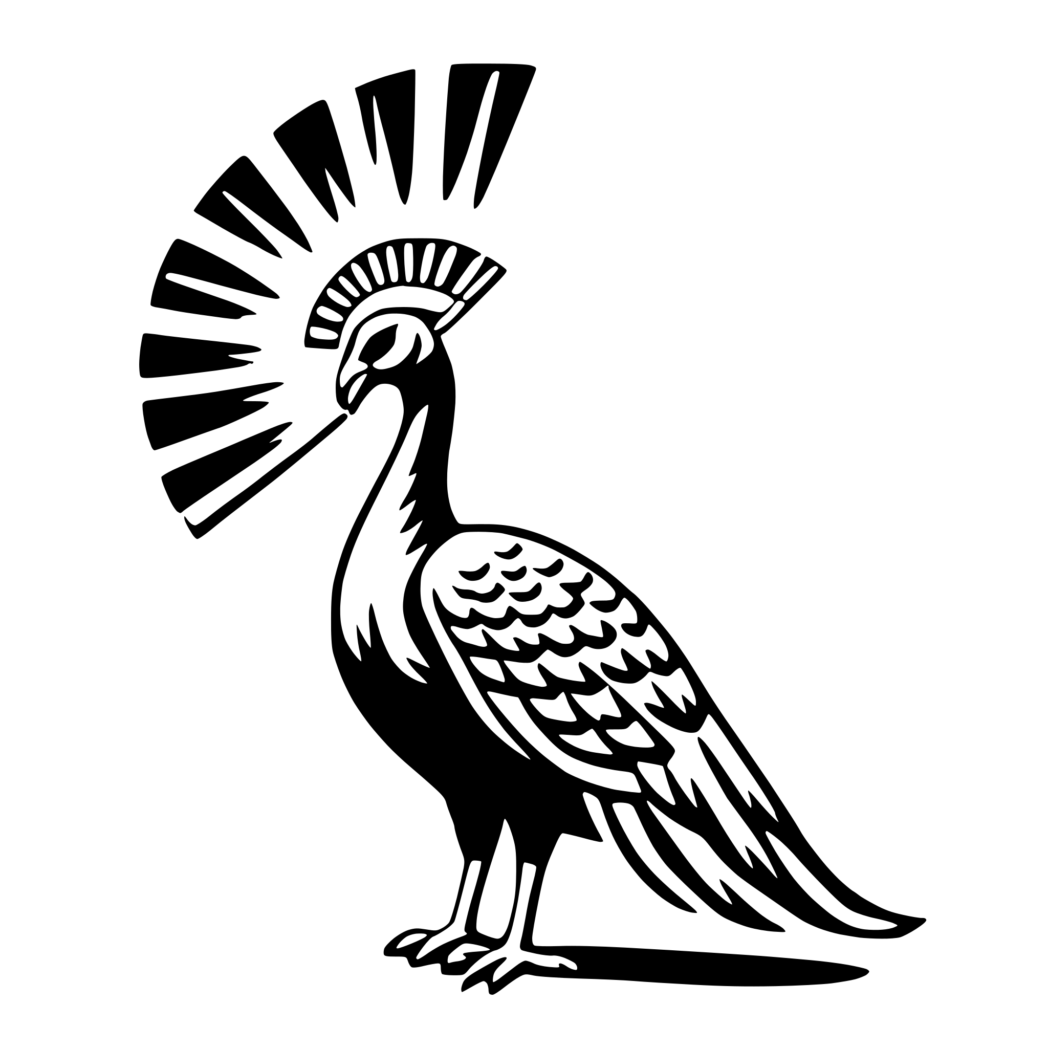 AI-generated SVG of a peacock with fan