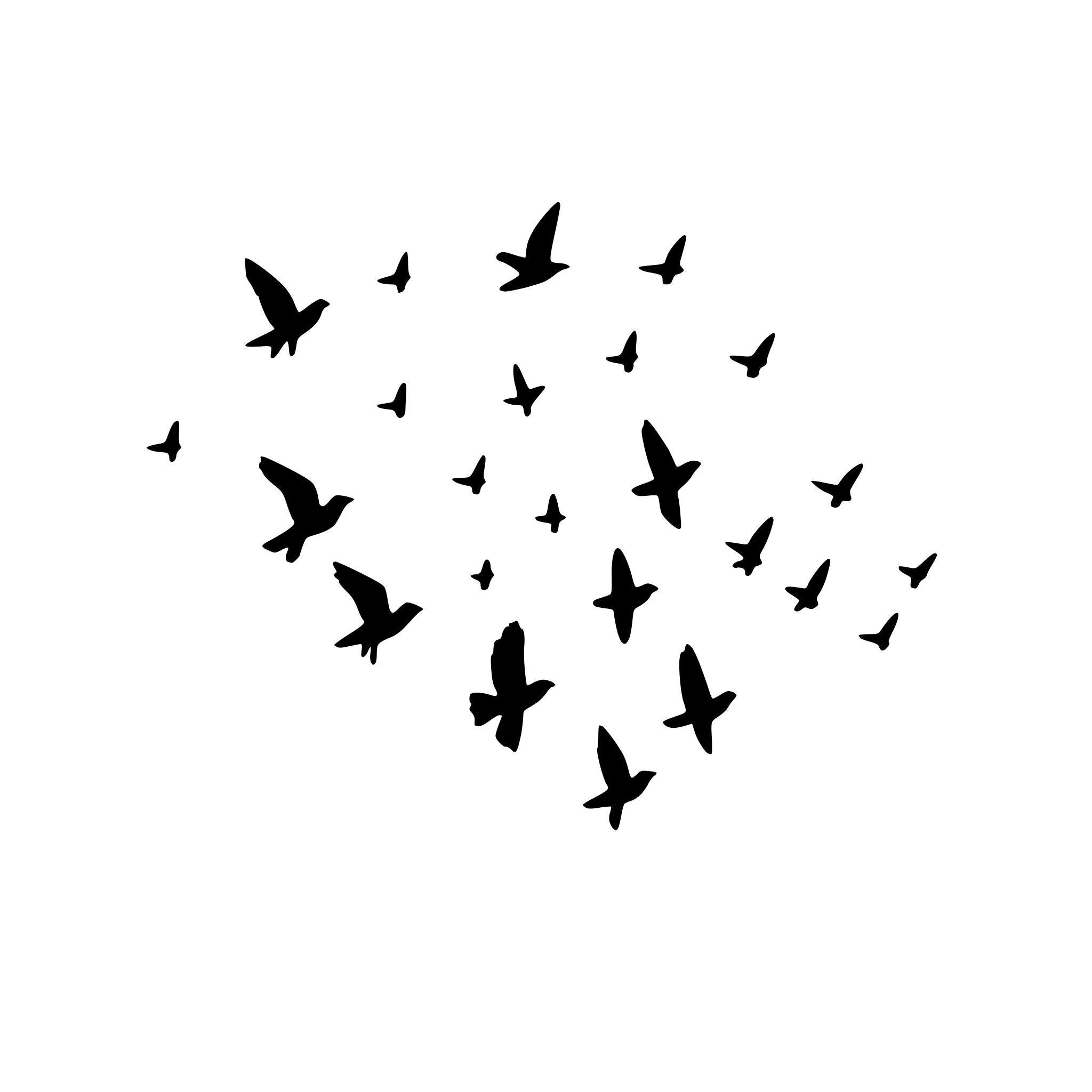 AI-generated SVG of 'bird flock flying at sunset'