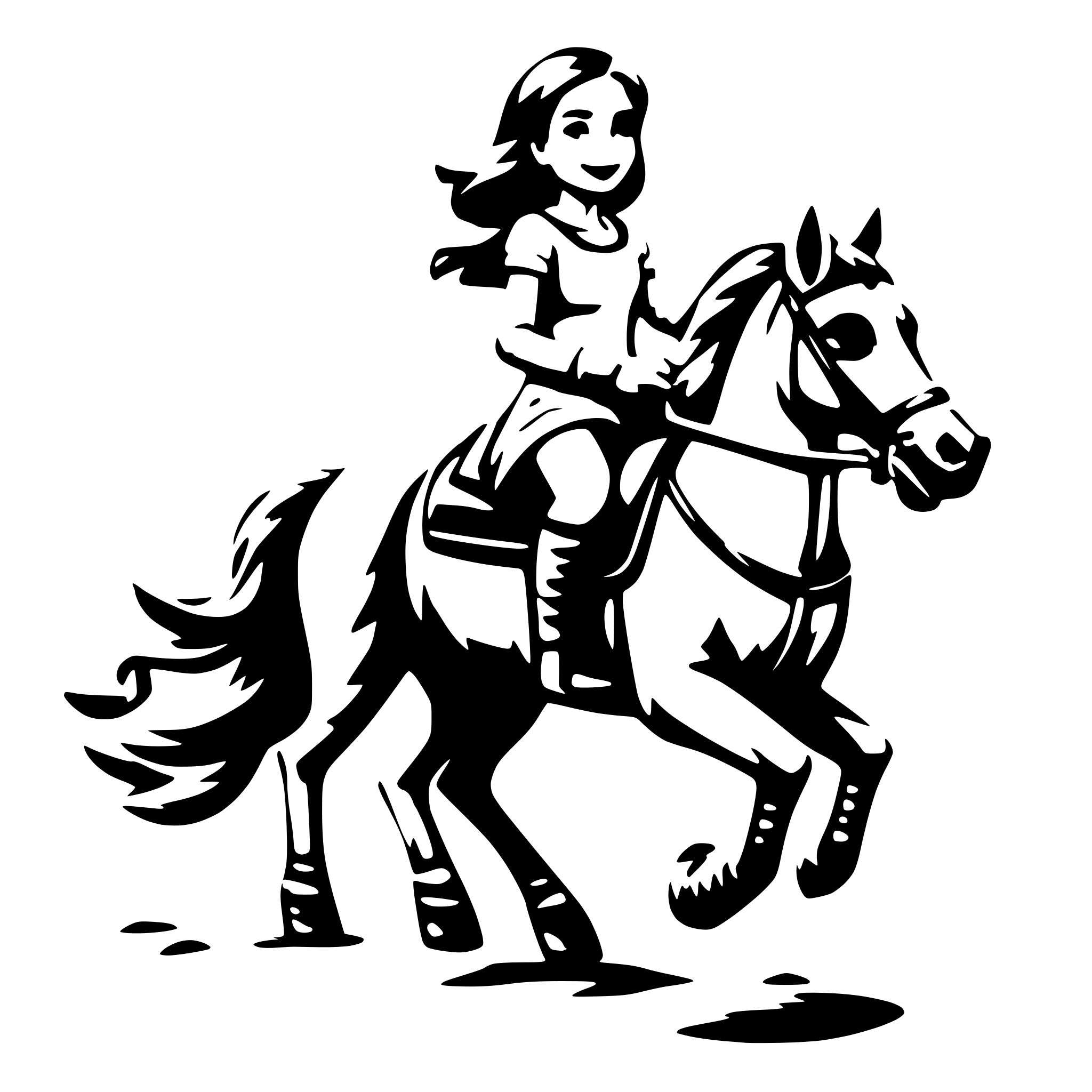 AI-generated SVG of 'cute girl riding horse'