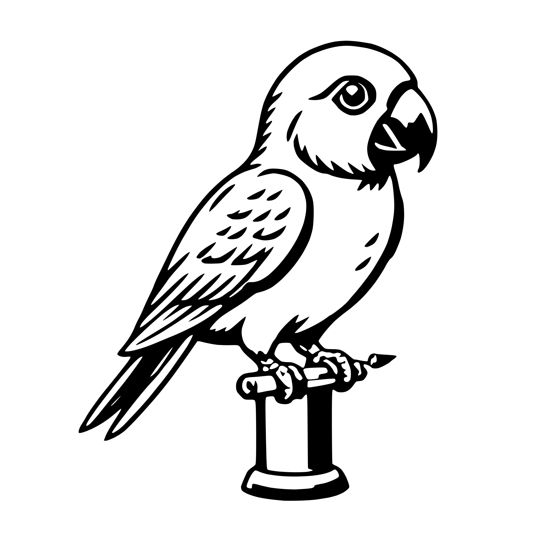 AI-generated SVG of a parrot with paintbrush