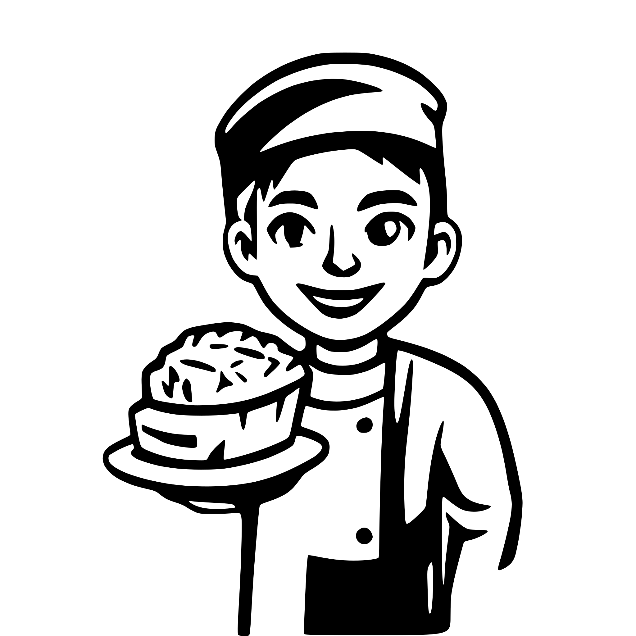 AI-generated SVG of a French Artisan Baker Icon, small simple. Old guy with french head vector drawing, bread