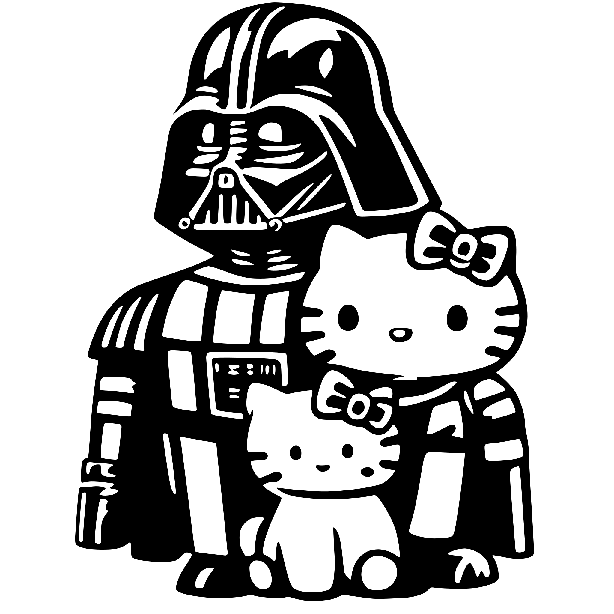 AI-generated SVG of a darth vader and hello kitty