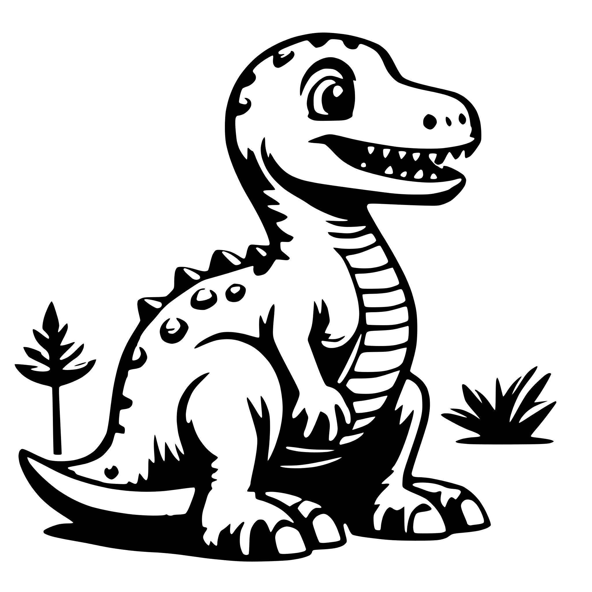 AI-generated SVG of a cute dinosaur, short detaild