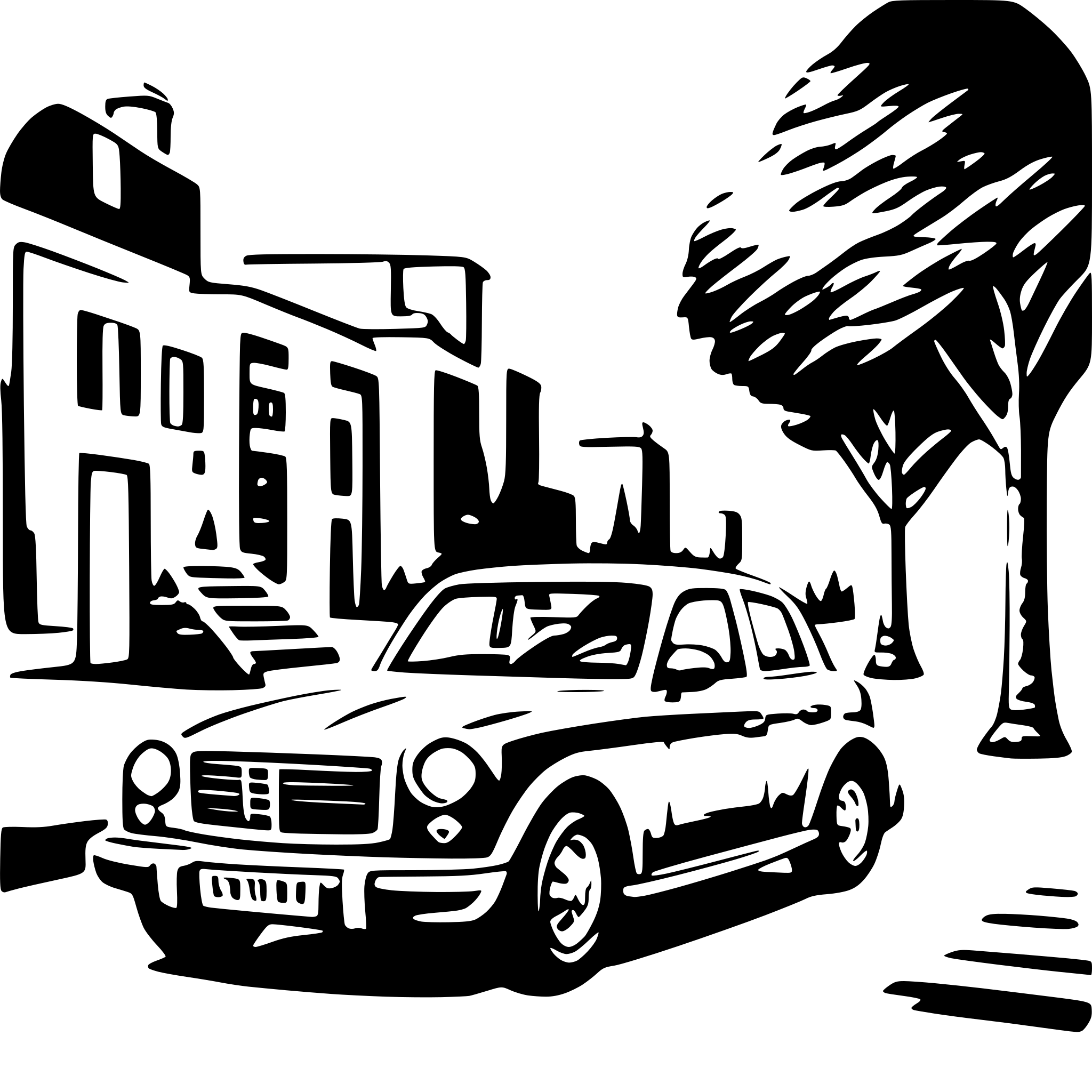 AI-generated SVG of 'a car in the street'