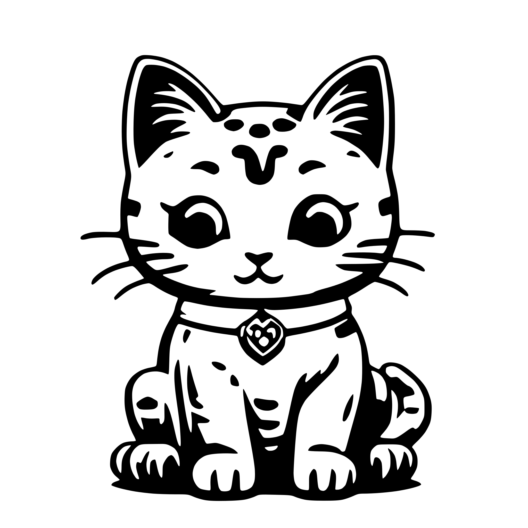 AI-generated SVG of 'kawaii maneki neko lineart'