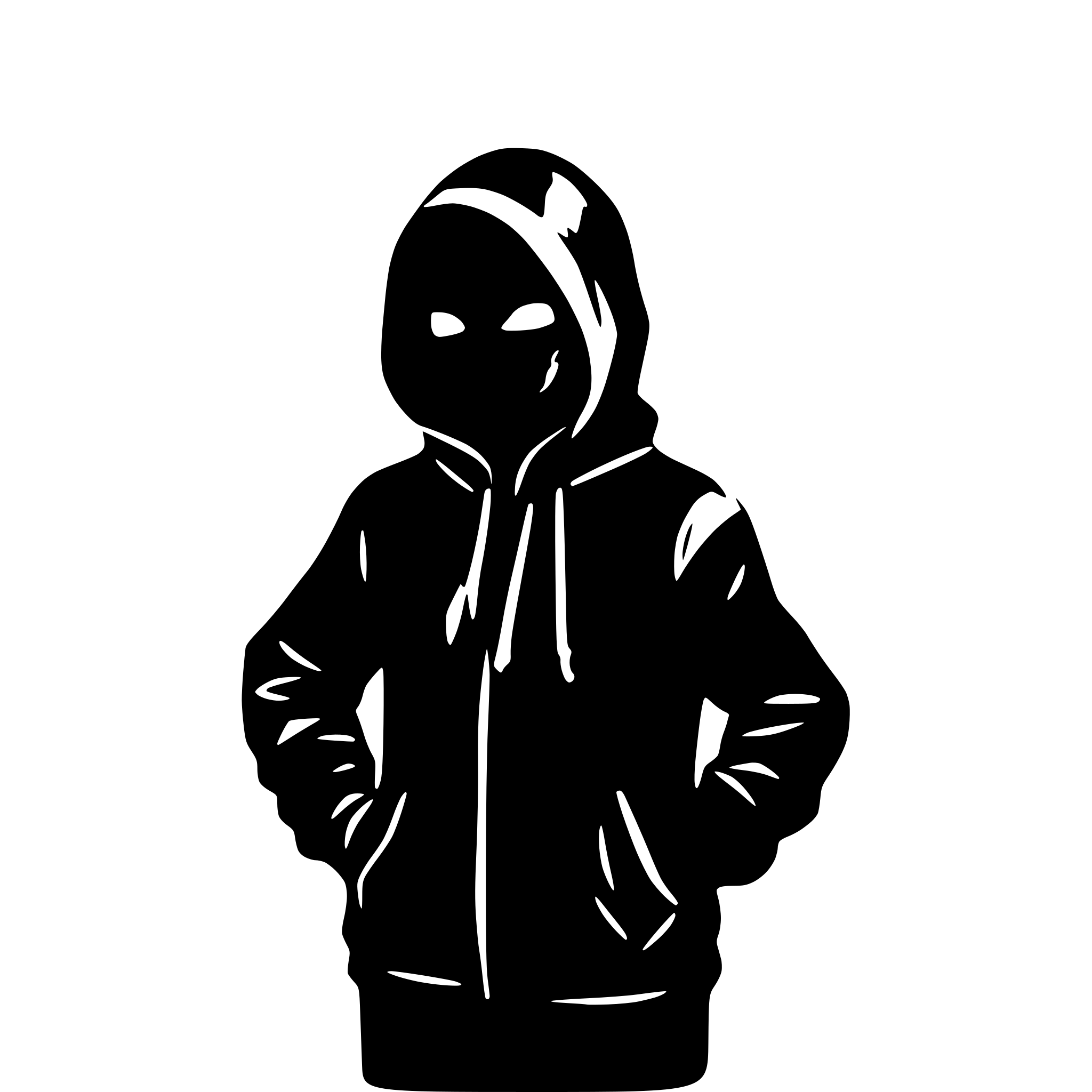 AI-generated SVG of a silhouette of a masked hoodie
