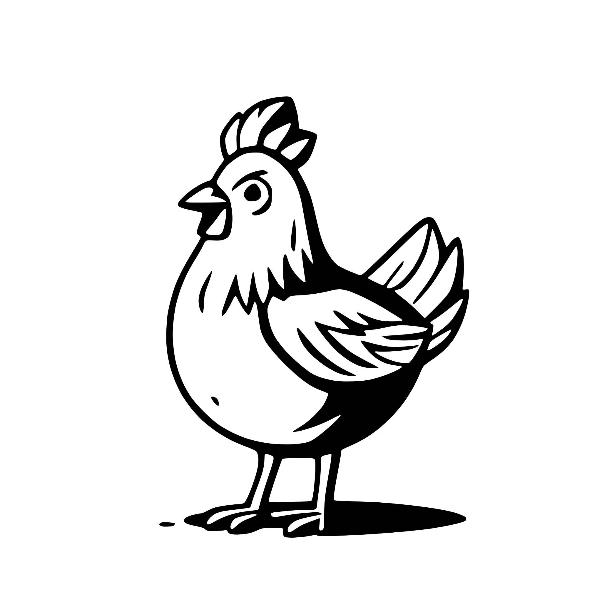 AI-generated SVG of 'hen with egg behind it'