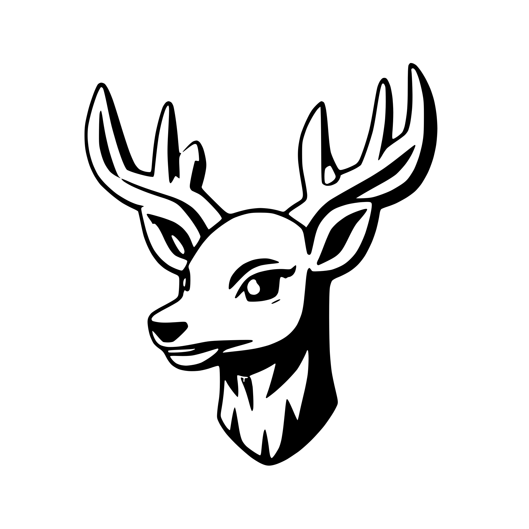 AI-generated SVG of 'whitetail deer head front'