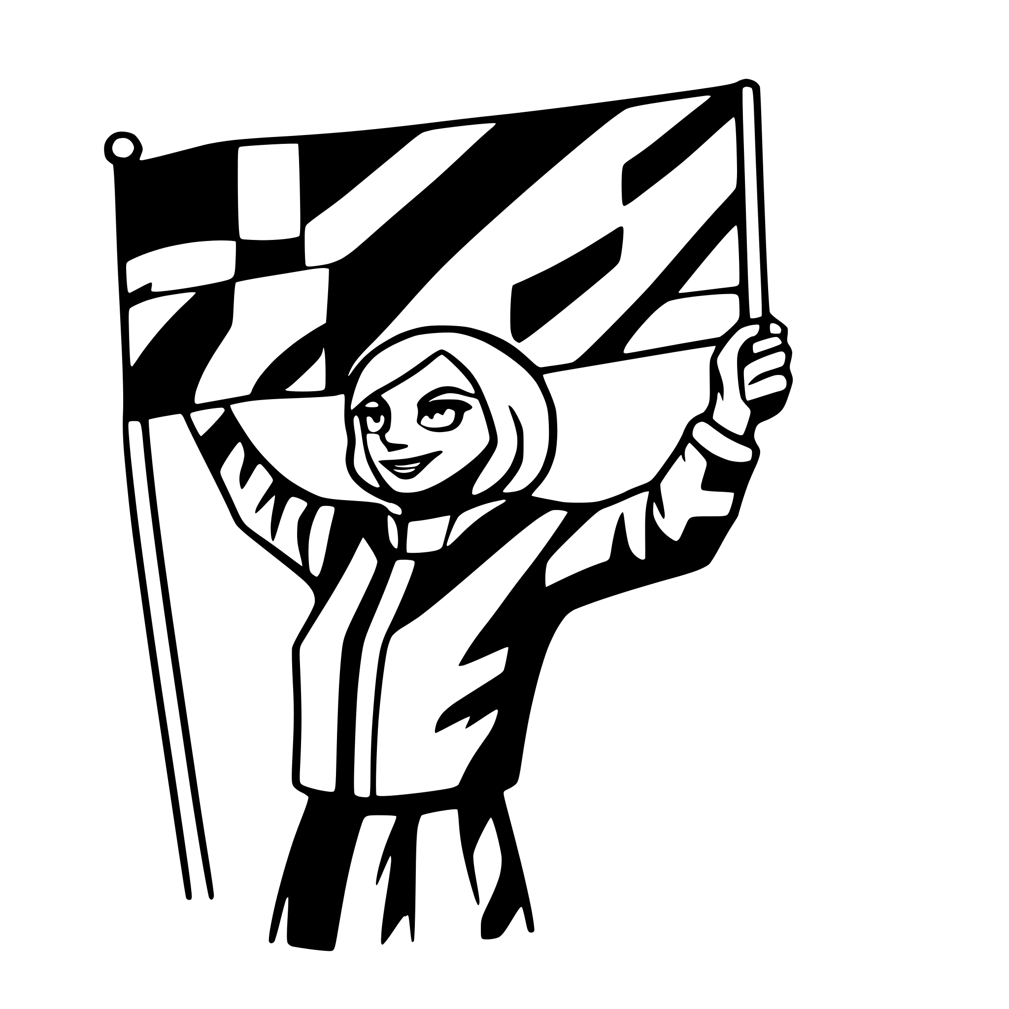 AI-generated SVG of 'older woman with finish flag'